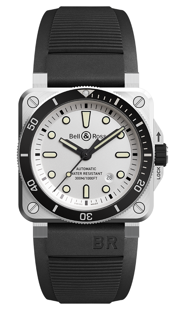 BR 03-92 DIVER WHITE Instruments Référence :  BR0392-D-WH-ST/SRB -1