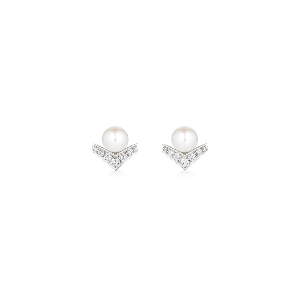 Boucles d'oreilles Joséphine Aigrette or blanc perles diamants