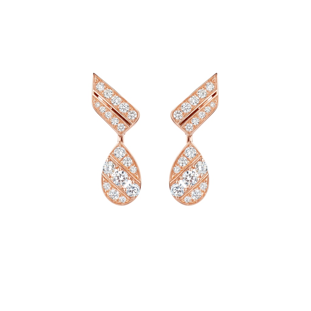 Boucles d'oreilles joséphine aigrette or rose diamants