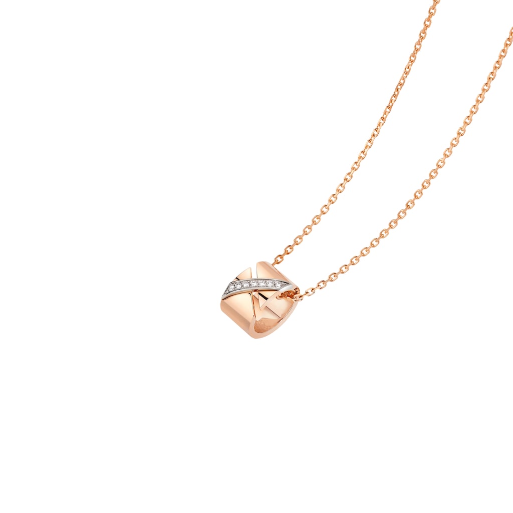 Pendentif Liens Évidence en or rose et blanc, serti de diamants taille brillant Liens Référence :  085129 -3