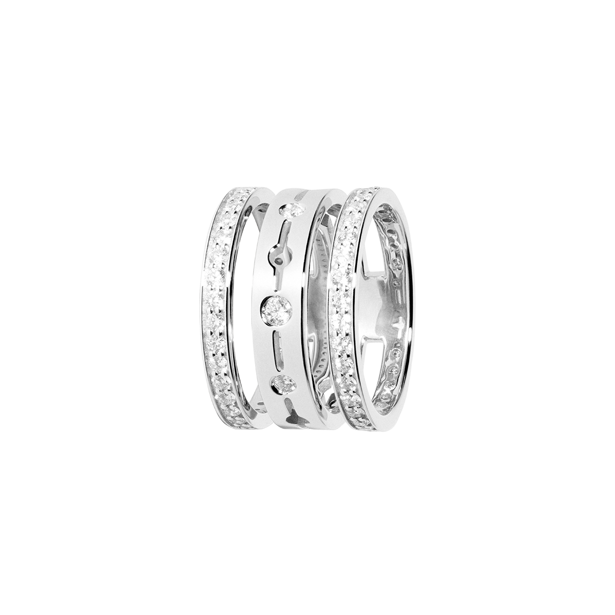 Bague Pulse pavée 3 rangs or blanc et diamants Menottes dinh van Référence :  228422 -1