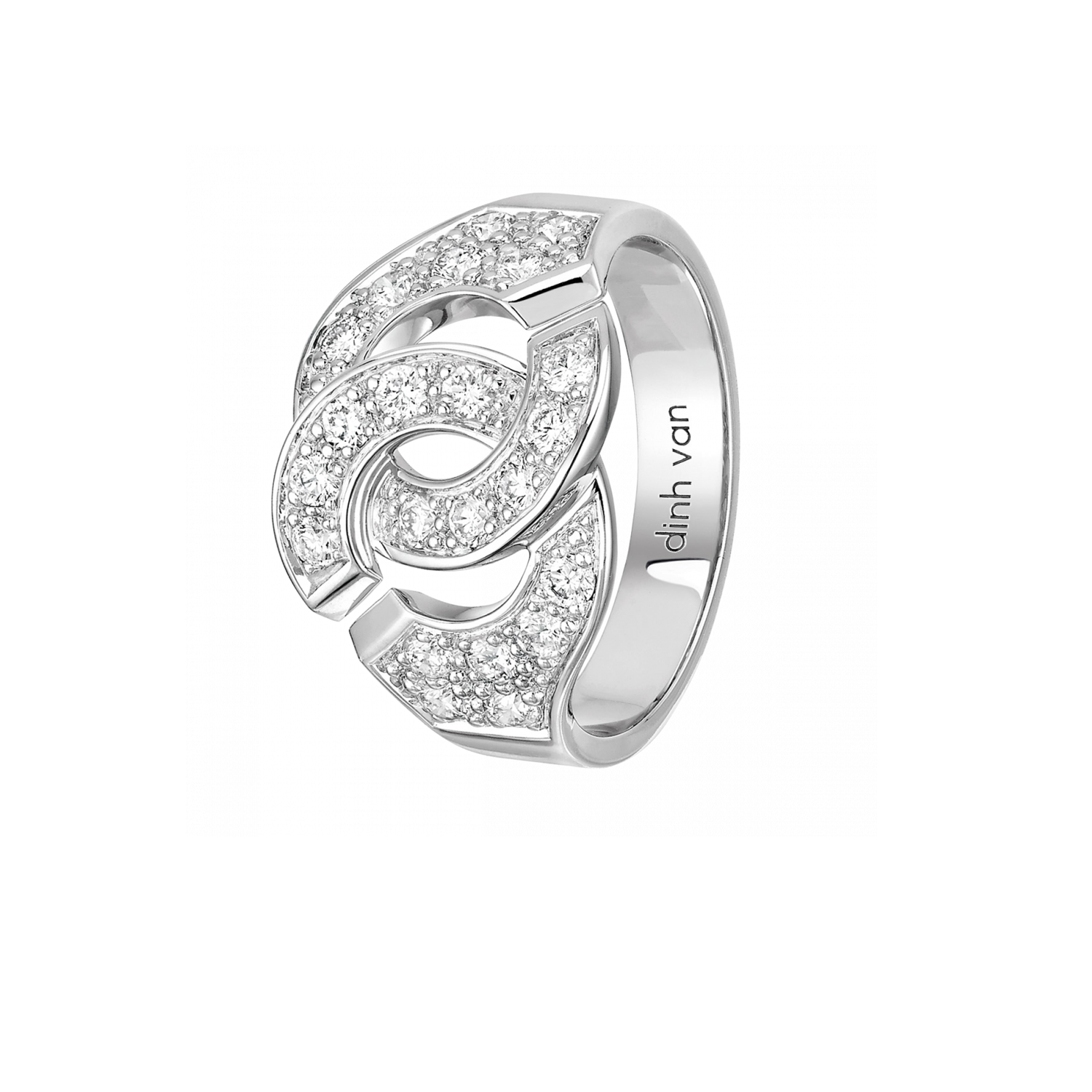 Bague Menottes dinh van R12 or blanc et diamants