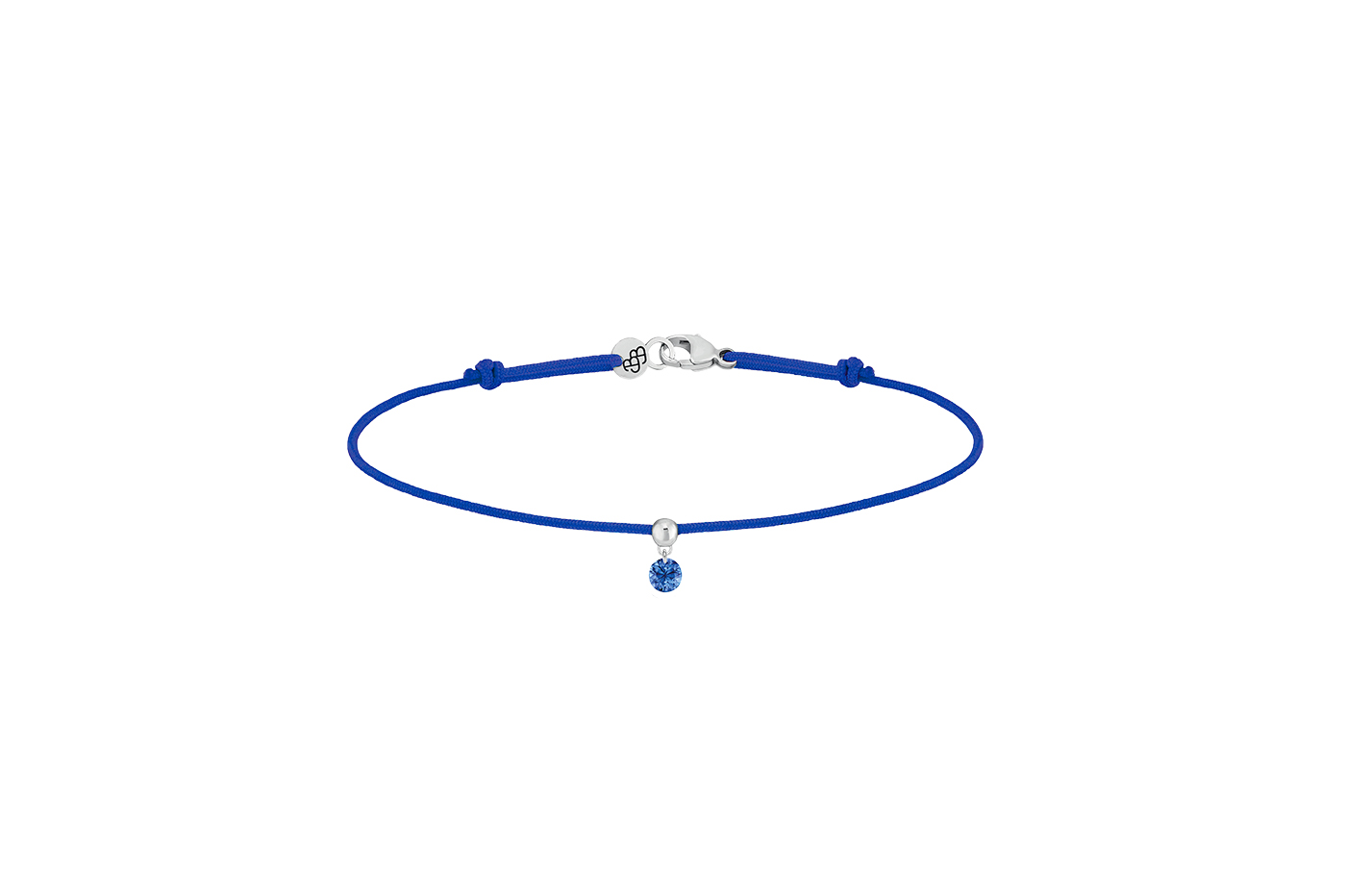 Bracelet BB cordon BLEU, saphir bleu 0,15ct approx.,qualité F-G/VS2-SI1, or blanc 18KT, 0,35gr.