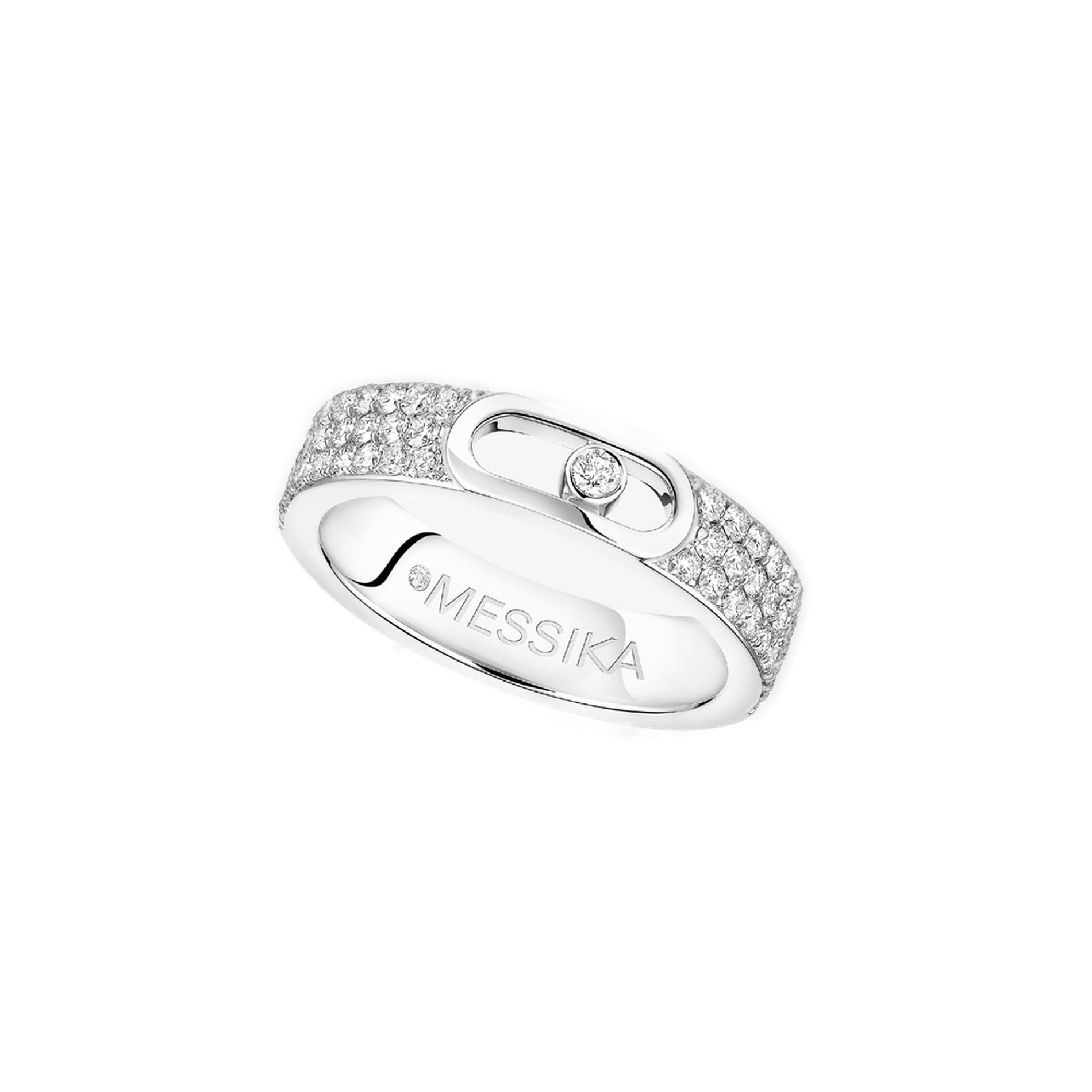 Bague Alliance Move Joaillerie Pavée Diamant Or Blanc