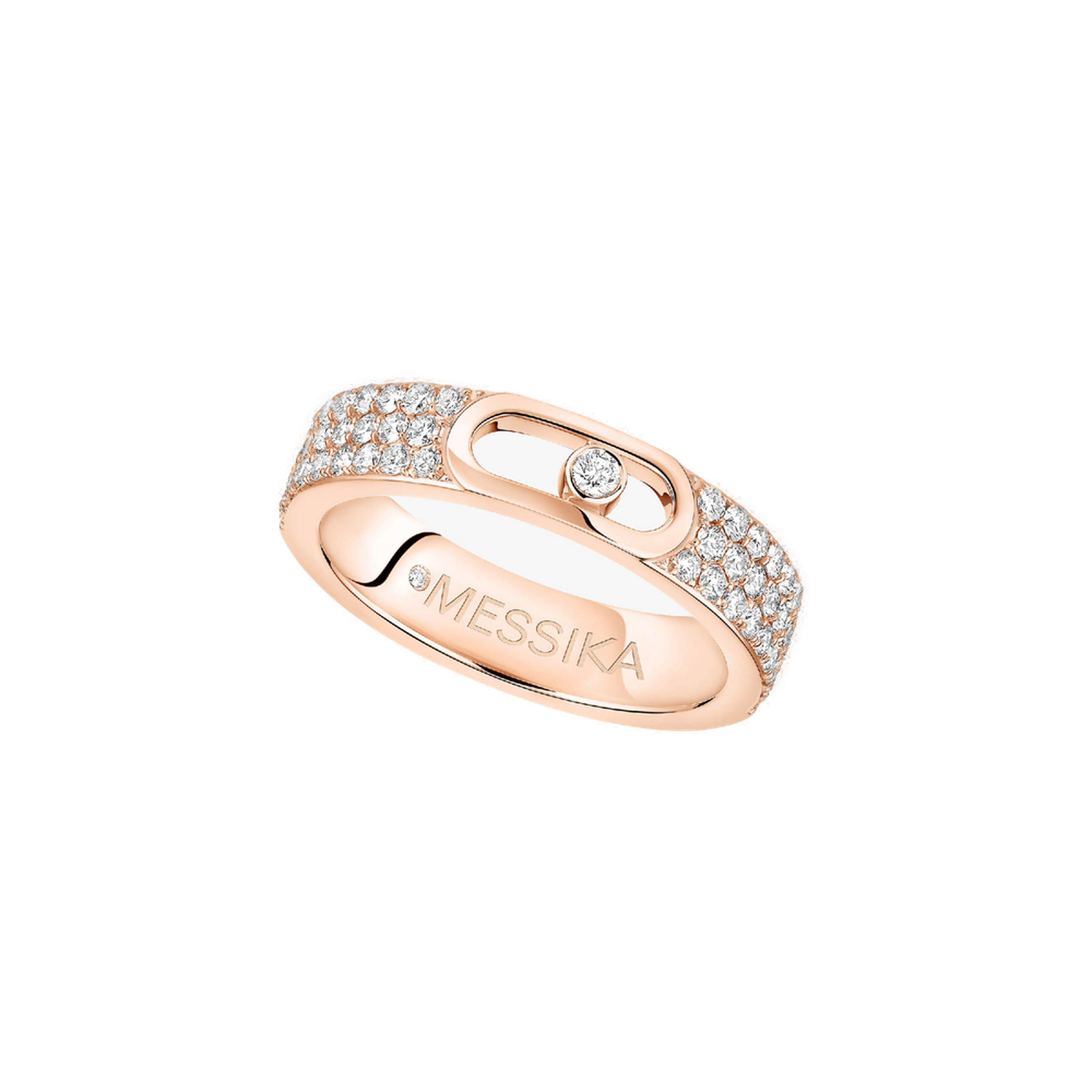 Bague Alliance Move Joaillerie Pavée Diamant Or Rose