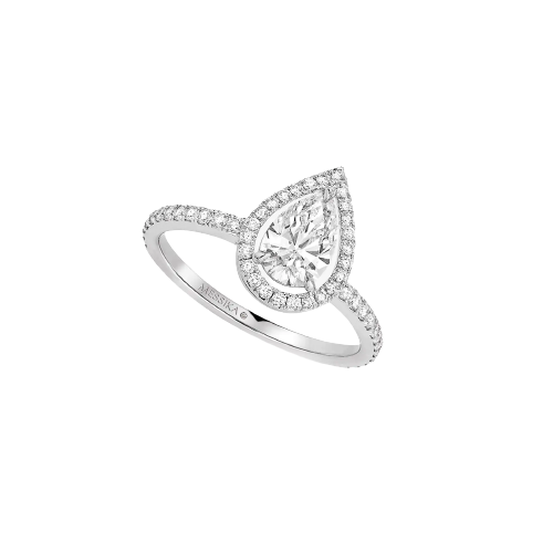 BAGUE DIAMANT OR BLANC SOLITAIRE M-LOVE POIRE Mariage By Messika  Référence :  55799-WG -1