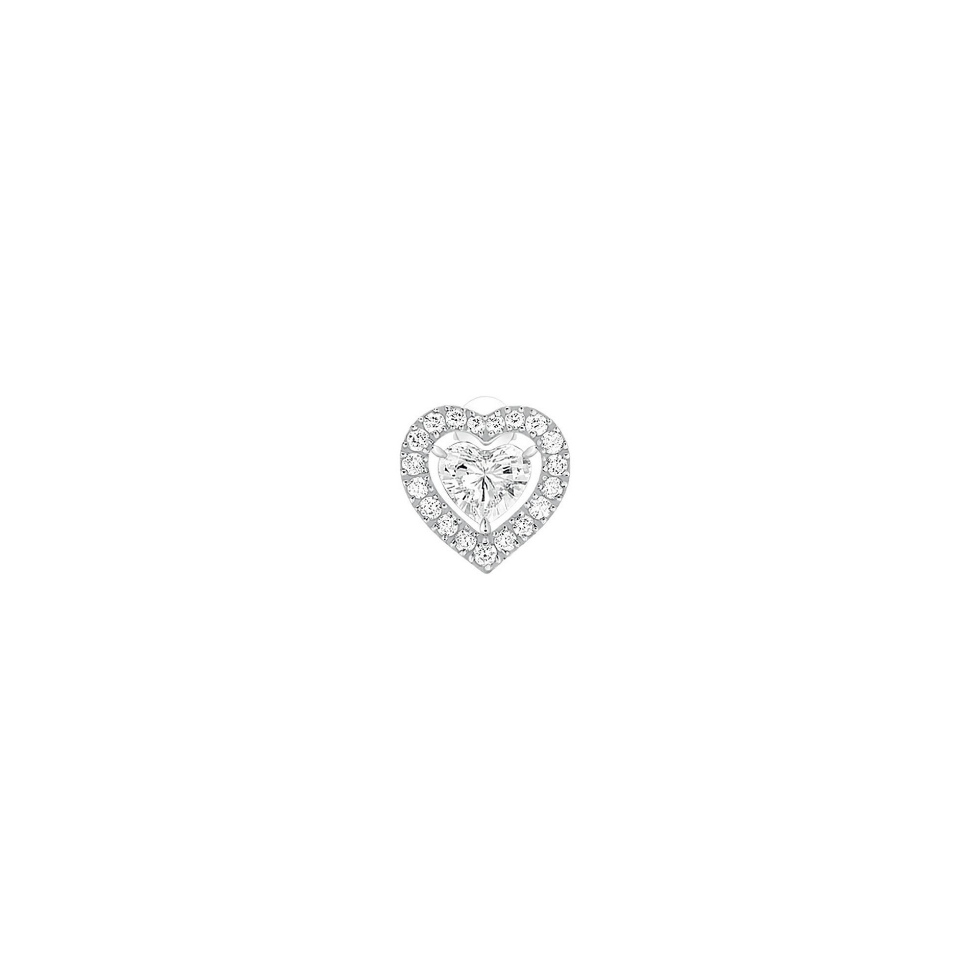 Boucles Puce d'Oreille Joy cœur 0,15ct d'oreilles Diamant Or Blanc