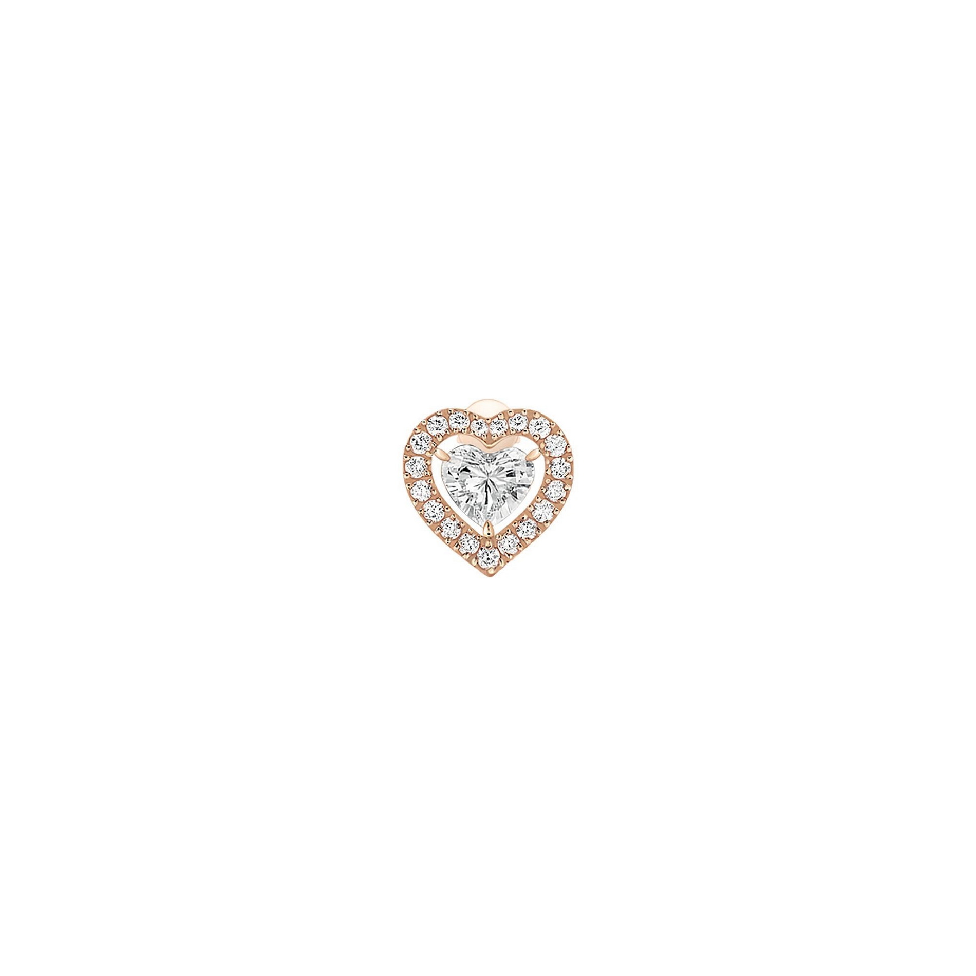 Boucles Puce d'Oreille Joy cœur 0,15ct d'oreilles Diamant Or Rose