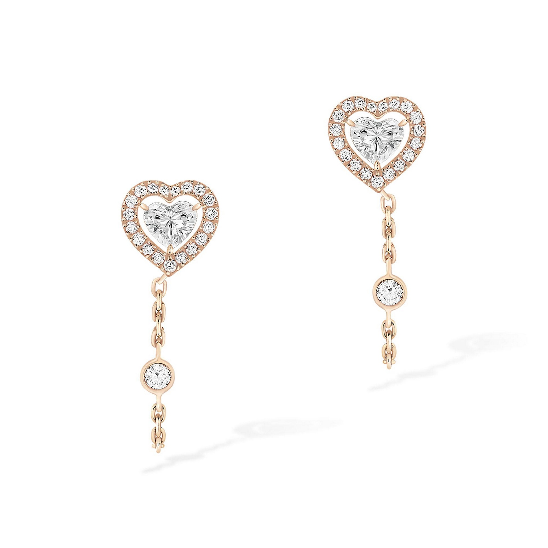 Boucles d'oreilles Diamant Or Rose Joy Coeur Référence :  11795-PG -1