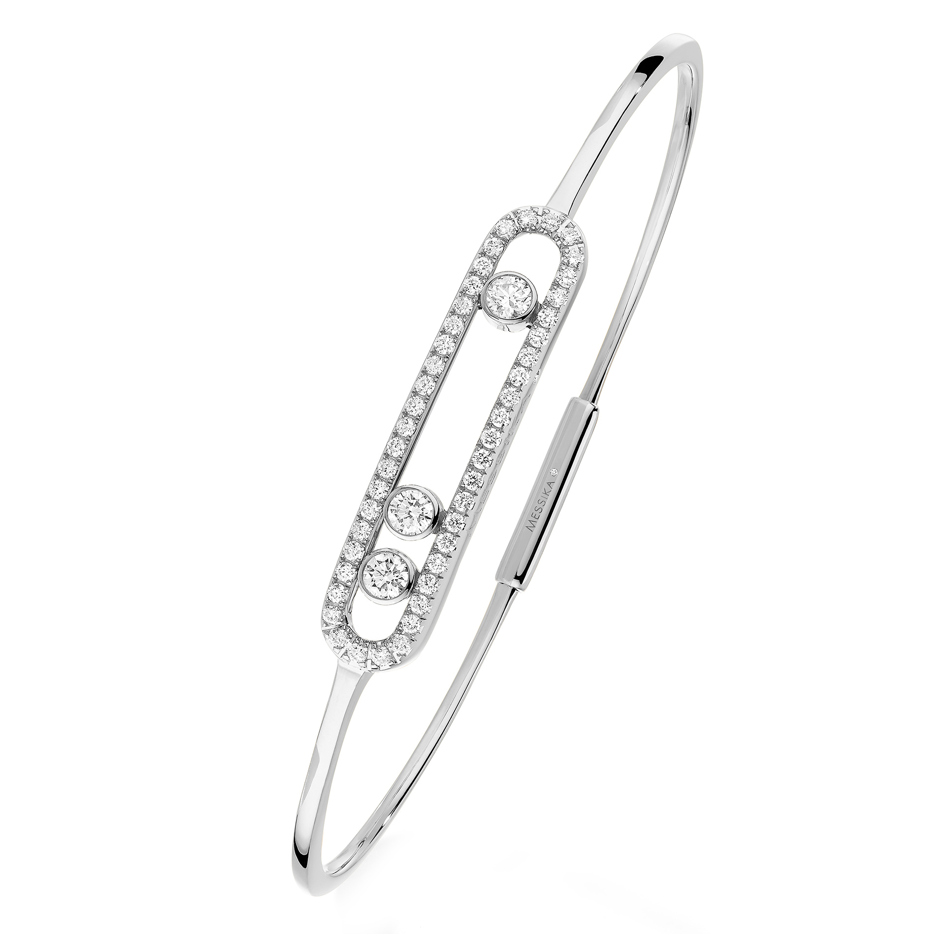 Bracelet Jonc Move Pavé Diamant Or Blanc