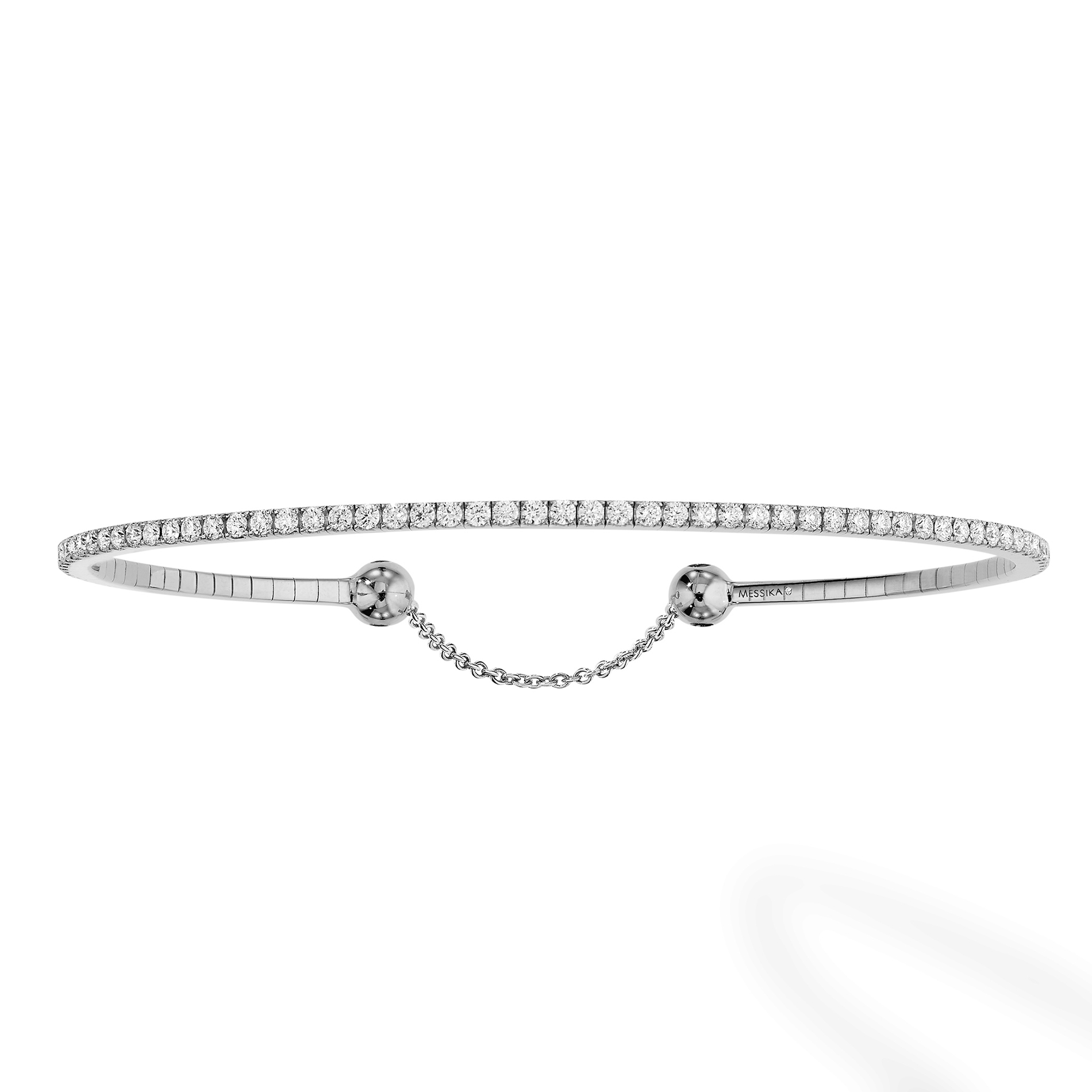 Bracelet Diamant Or Blanc Skinny Référence :  06097-WG -1