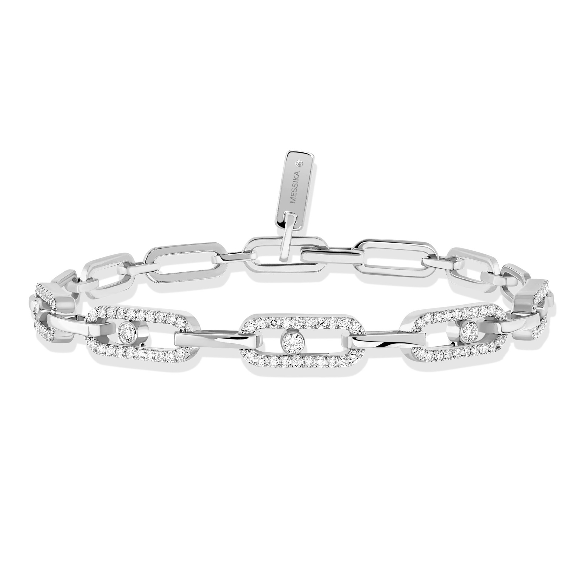 Bracelet maille H diamants en or blanc 18 carats d'occasion - Rivluxe -  Rivluxe
