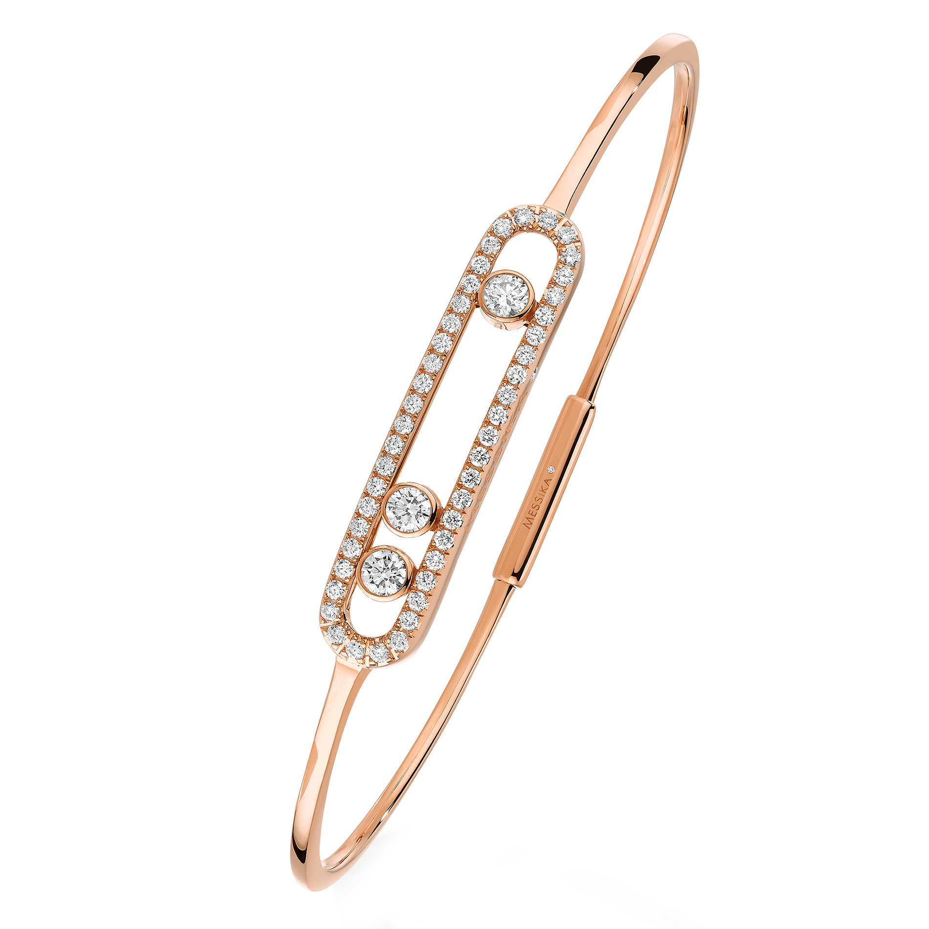 Bracelet Jonc Move Pavé Diamant Or Rose