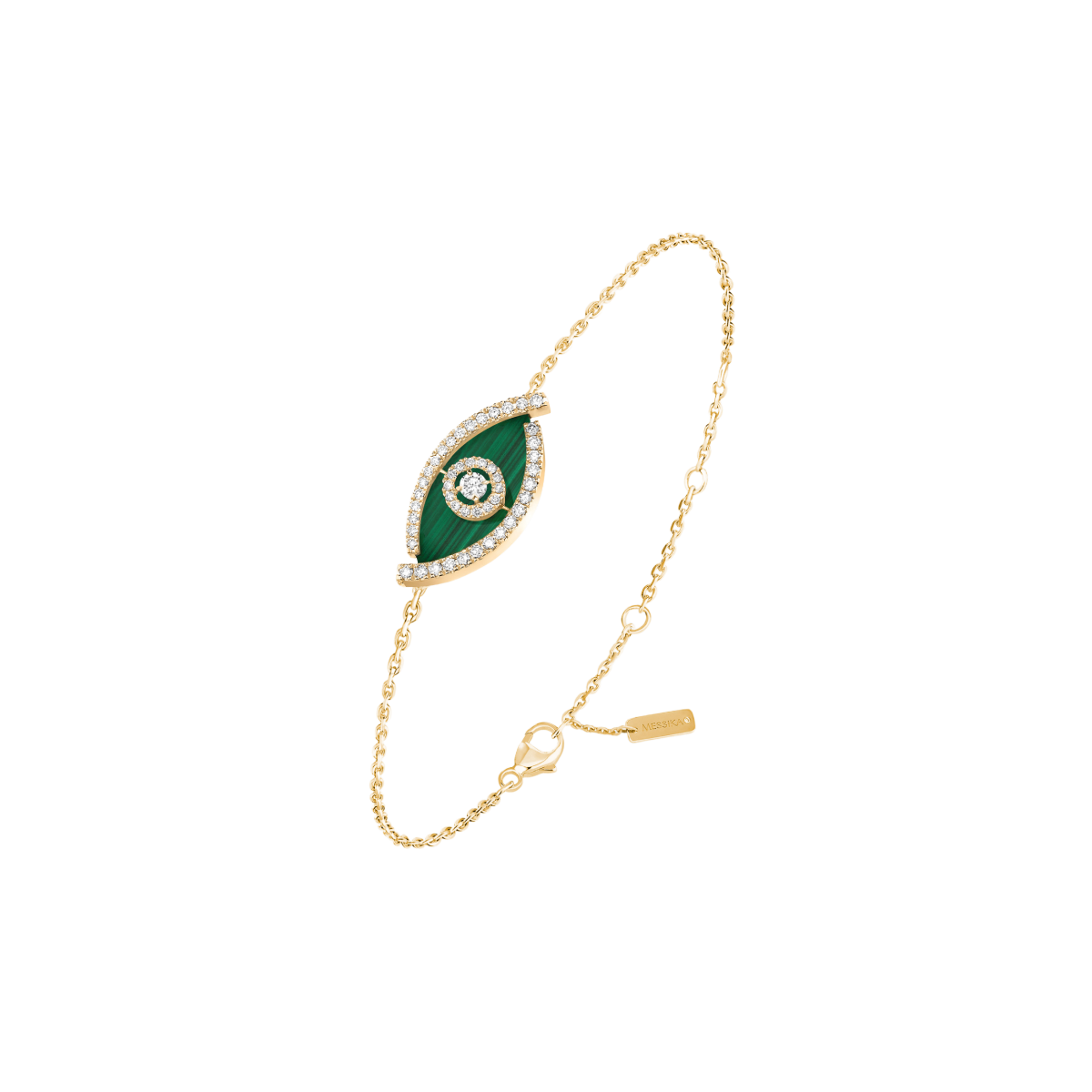 Bracelet Lucky Eye Malachite Diamant Or Jaune