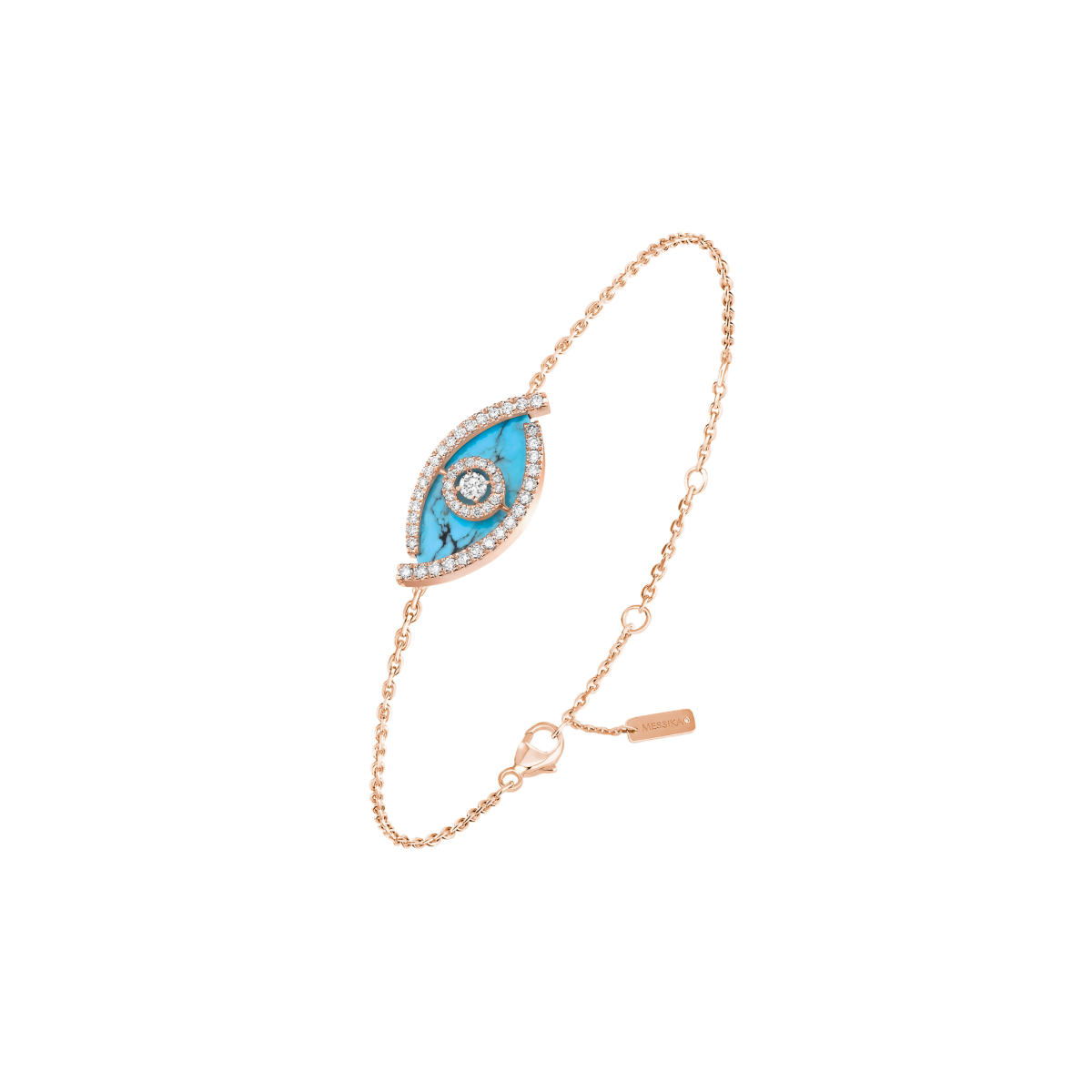 Bracelet Lucky Eye Turquoise Diamant Or Rose