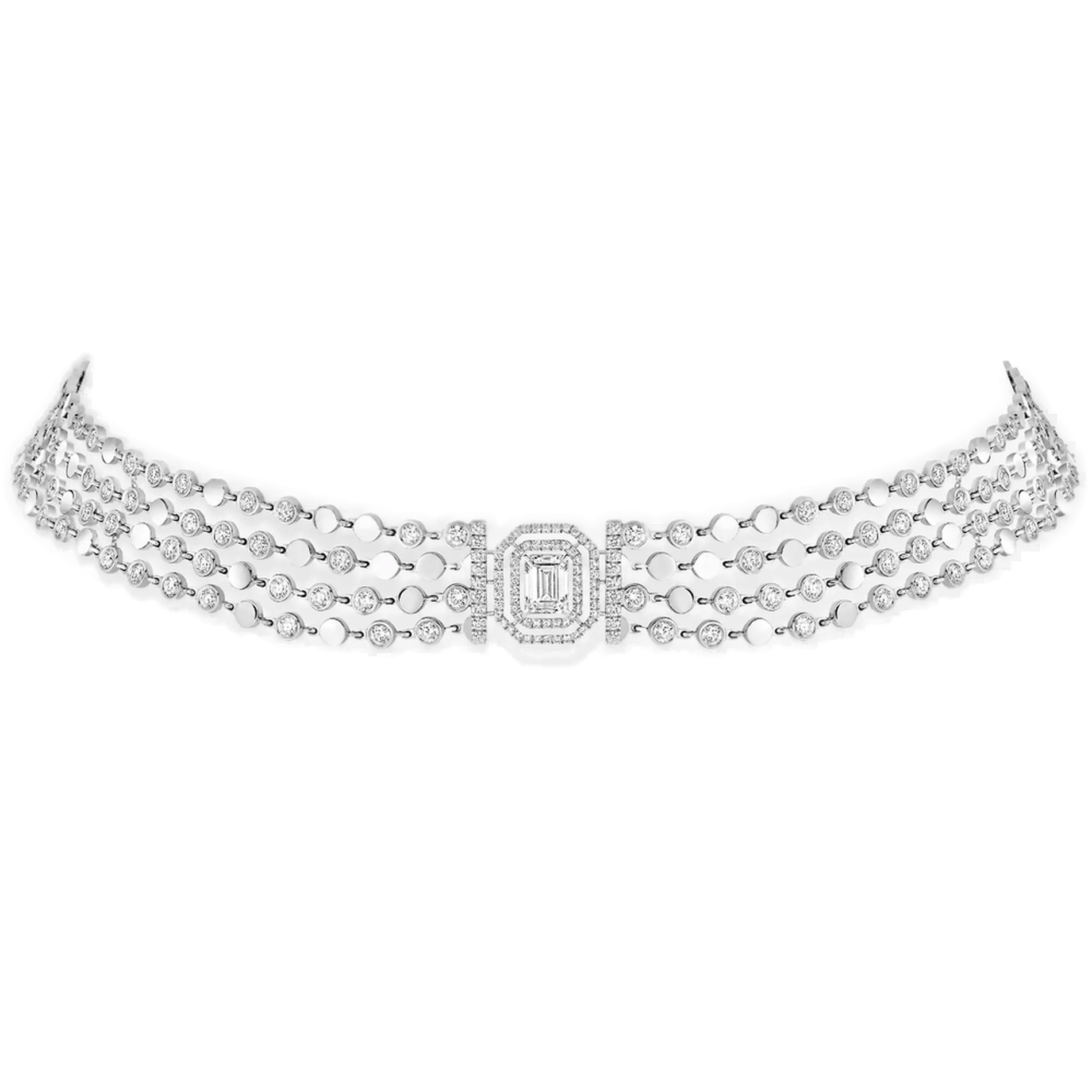 Collier D-Vibes Multi Rangs Diamant Or Blanc