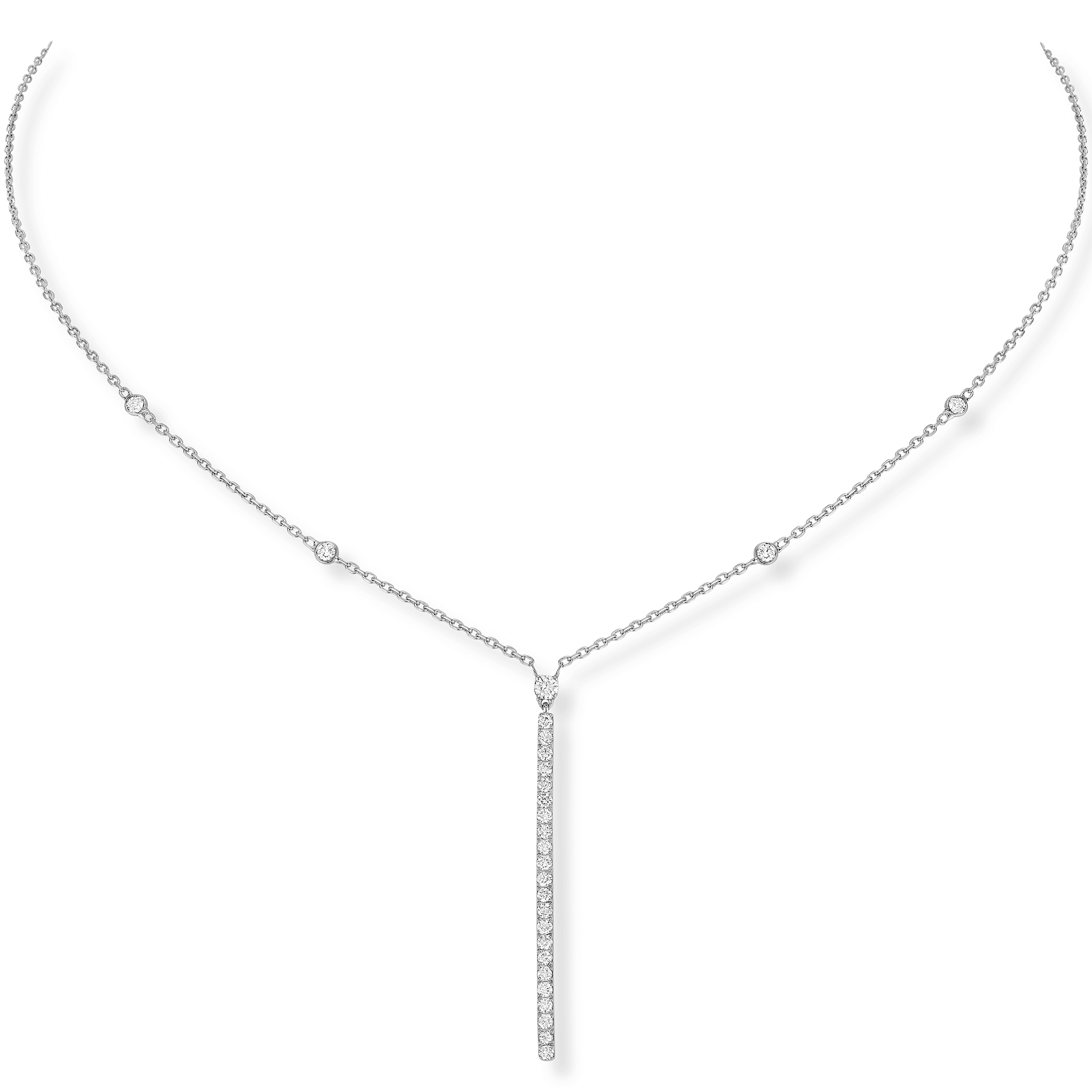 Collier Gatsby Barrette Verticale Diamant Or Blanc Gatsby Référence :  05448-WG -1