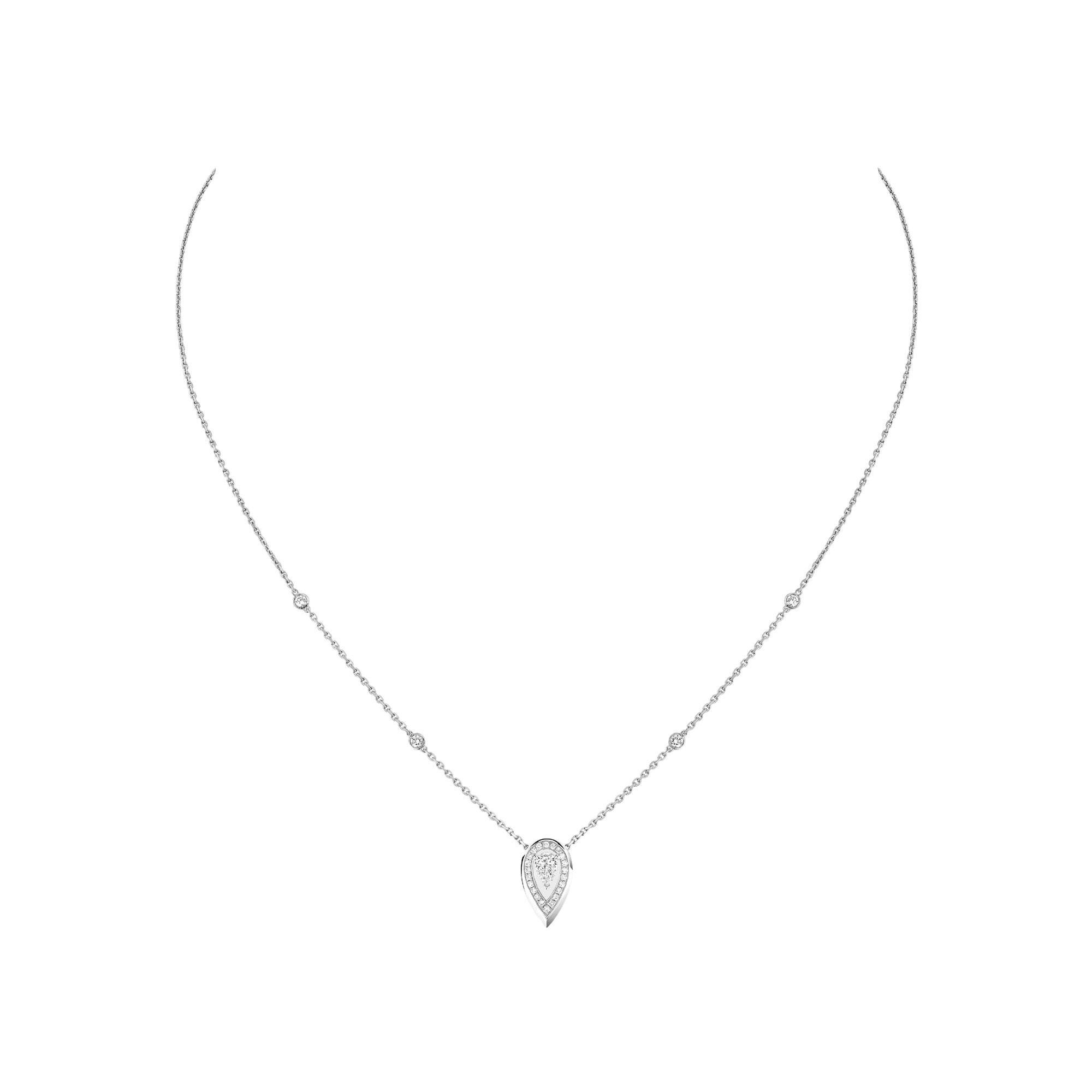 Collier femme or blanc diamant fiery 0,10ct