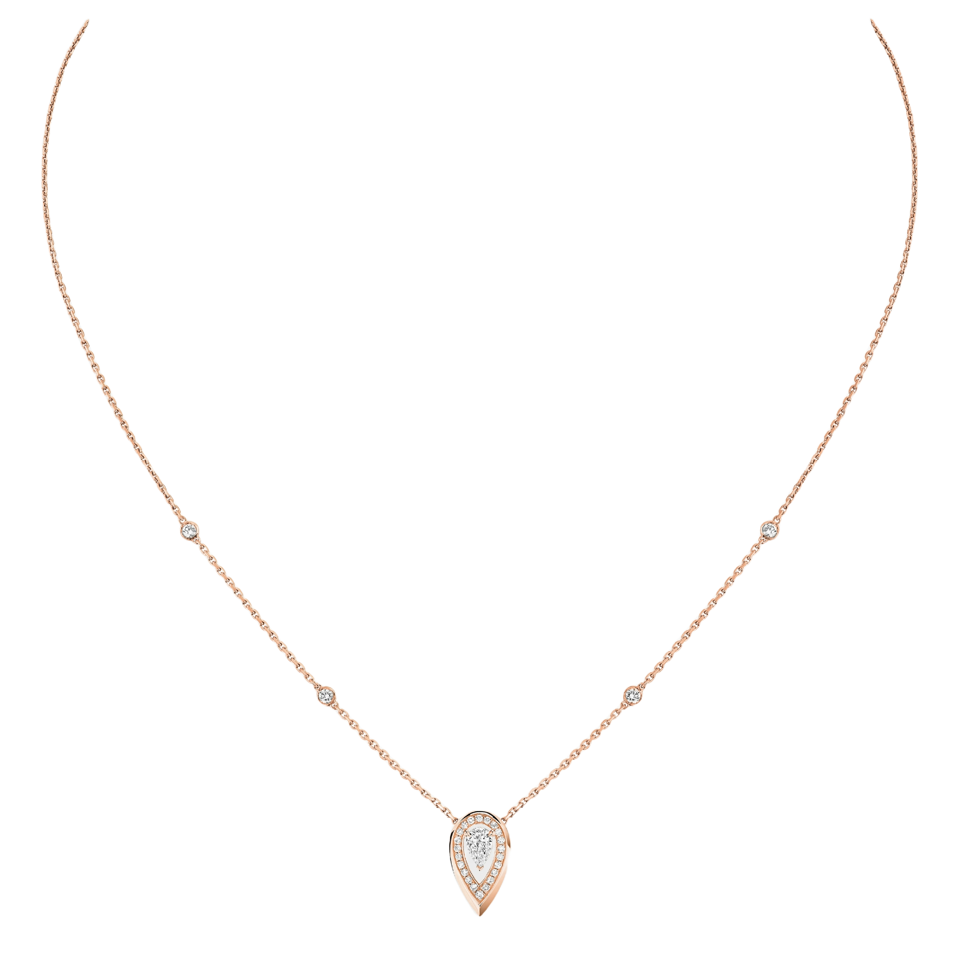 Collier femme or rose diamant fiery 0,10ct