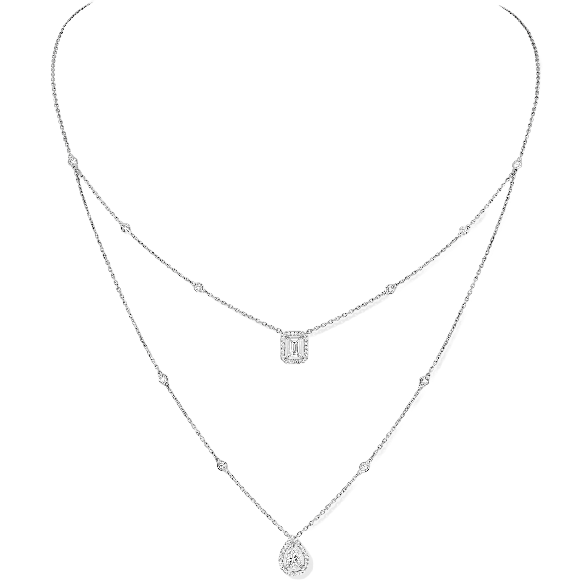Collier My Twin 2 Rangs 0,40ct x2 Diamant Or Blanc