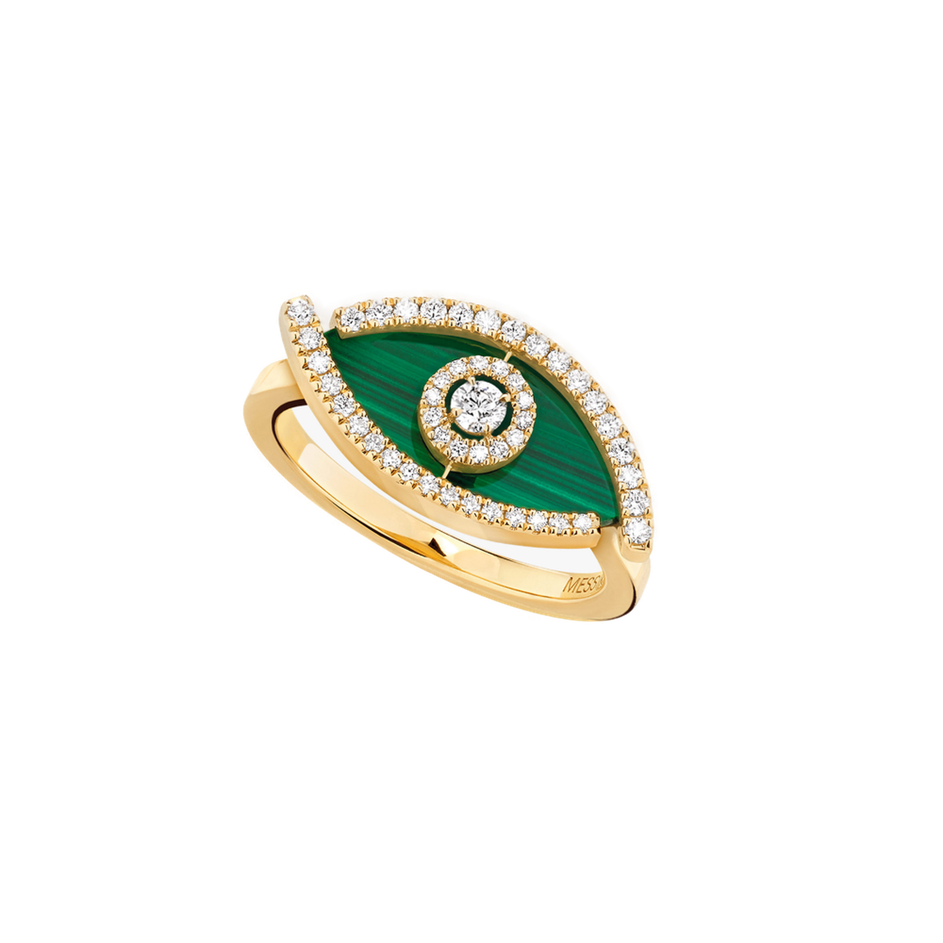 Bague Lucky Eye Malachite Diamant Or Jaune