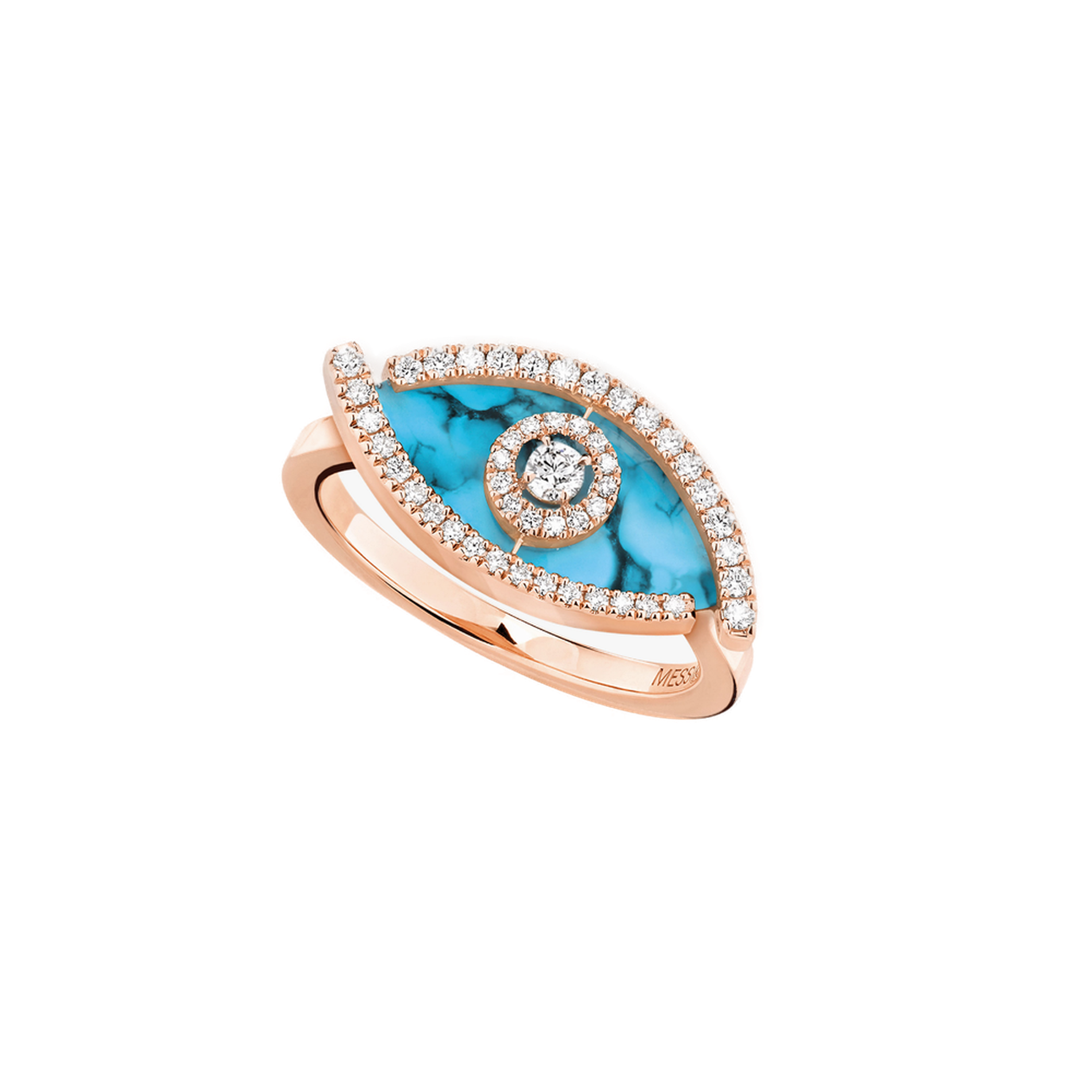 Bague Lucky Eye Turquoise Diamant Or Rose