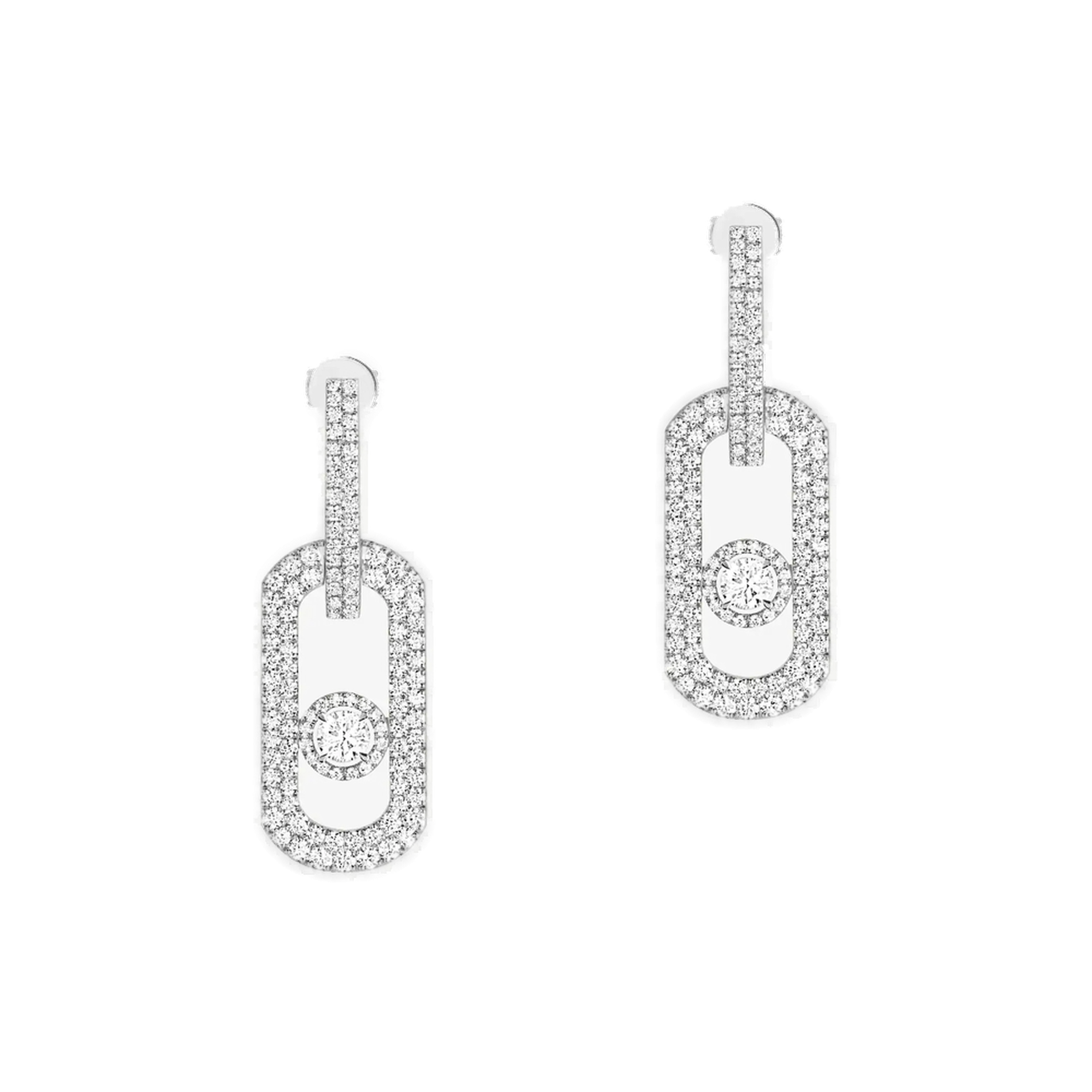 Boucles Pendantes So Move XL Pavées d'oreilles Diamant Or Blanc So Move Référence :  13123-WG -1