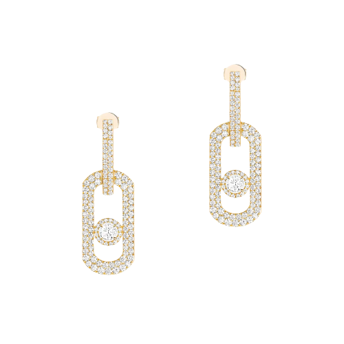 Boucles Pendantes So Move XL Pavées d'oreilles Diamant Or Jaune