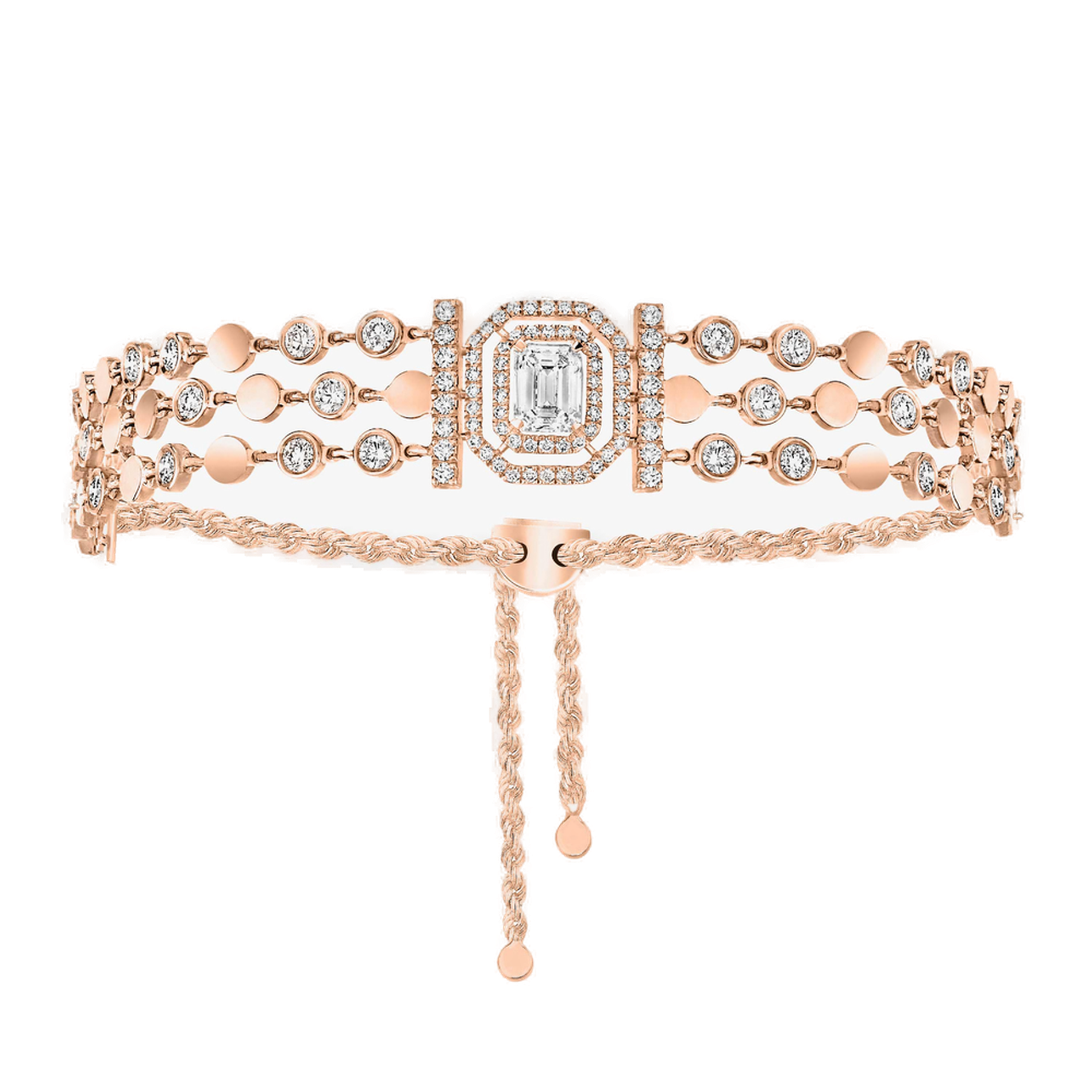 Bracelet D-Vibes Multi Rangs Diamant Or Rose