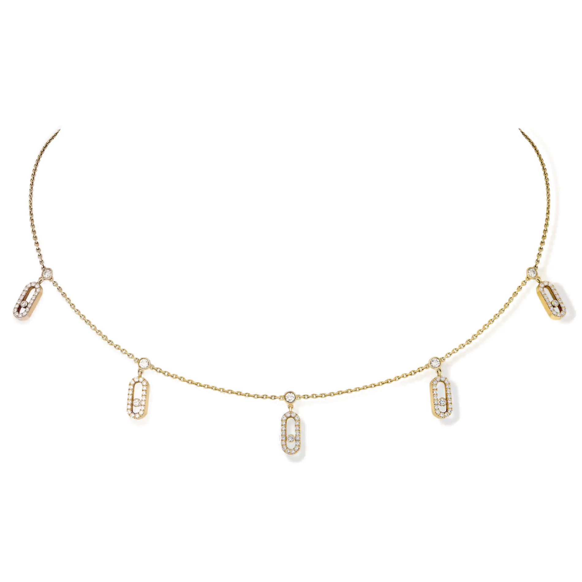 Collier Choker Move Uno Pampille Pavé Diamant Or Jaune