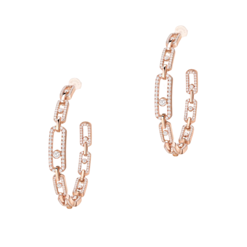 Boucles Créoles Move Link MM d'oreilles Diamant Or Rose