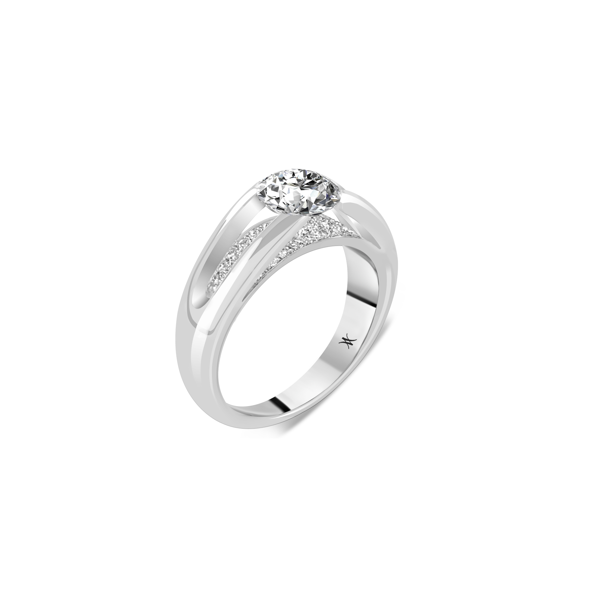 Une bague or blanc Diamant central Luminiscence Référence :  1142WG -1