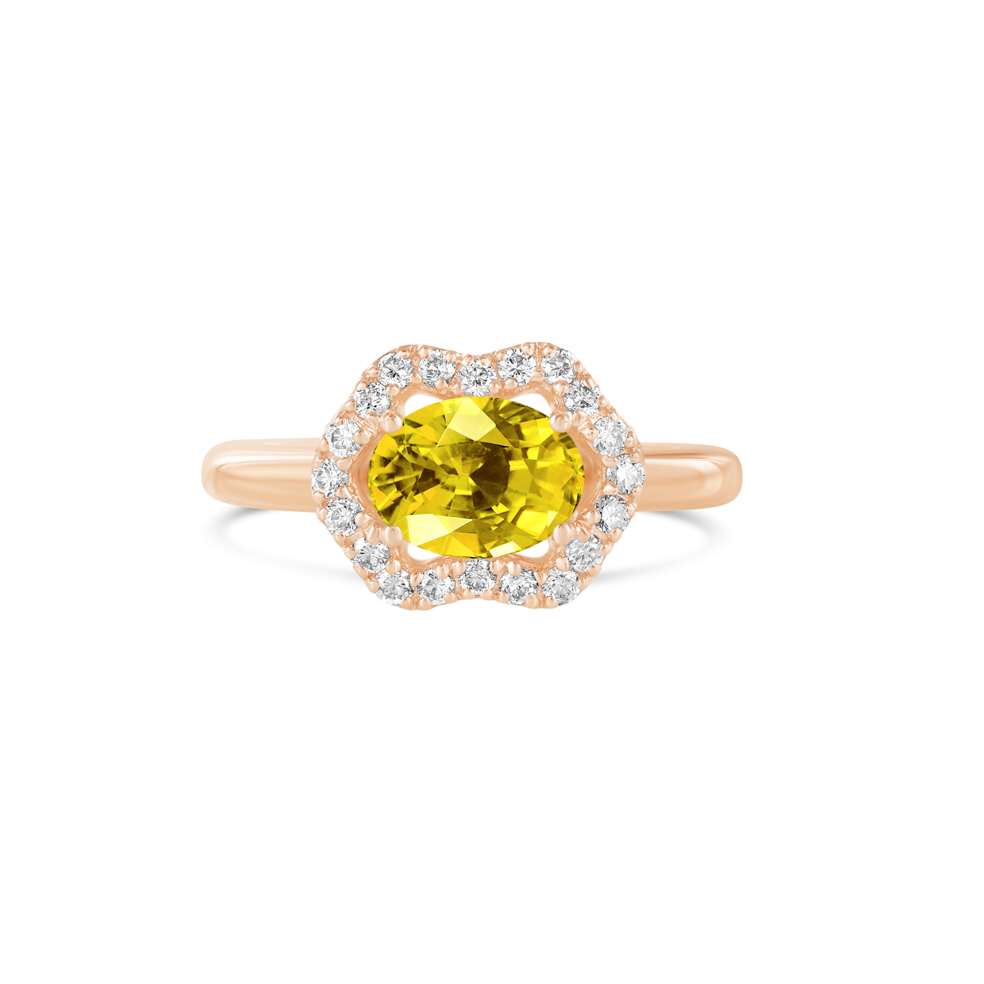 BAGUE OR ROSE SAPHIR JAUNE DIAMANTS