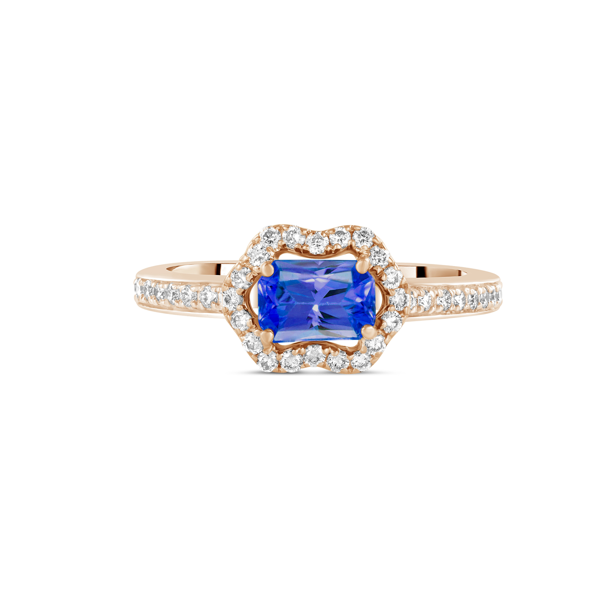 BAGUE OR ROSE SAPHIR BLEU DIAMANTS