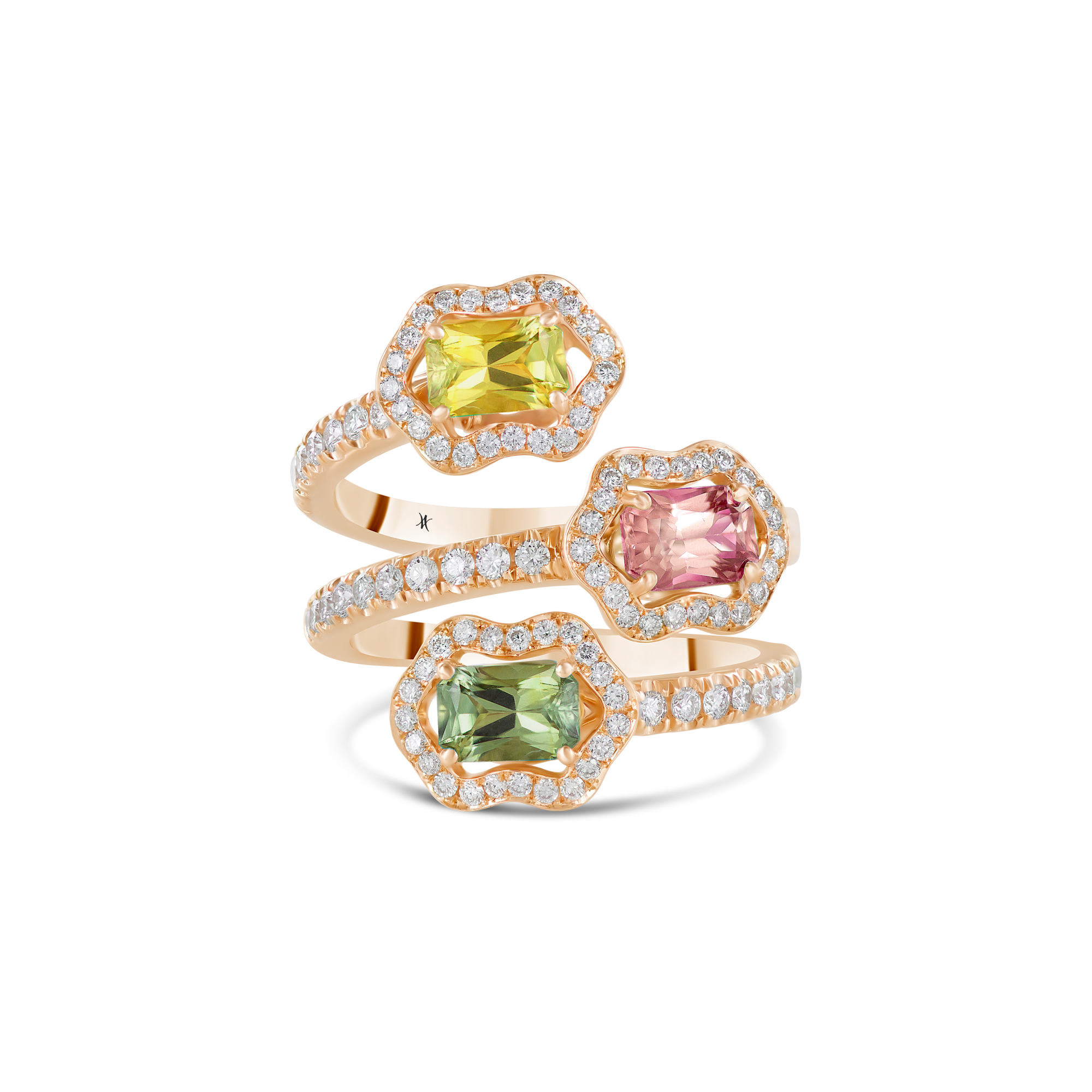 Bague Fleurettes Saphirs Multicolors