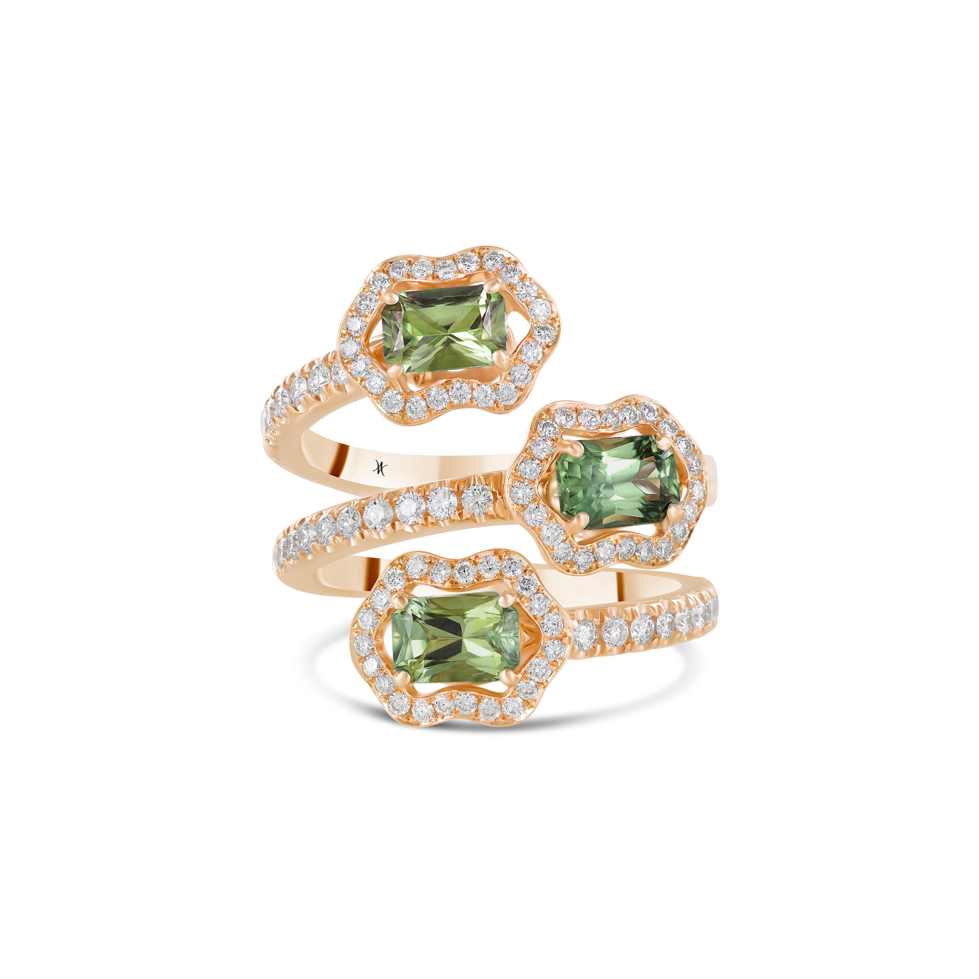 Bague Fleurettes Saphirs Verts