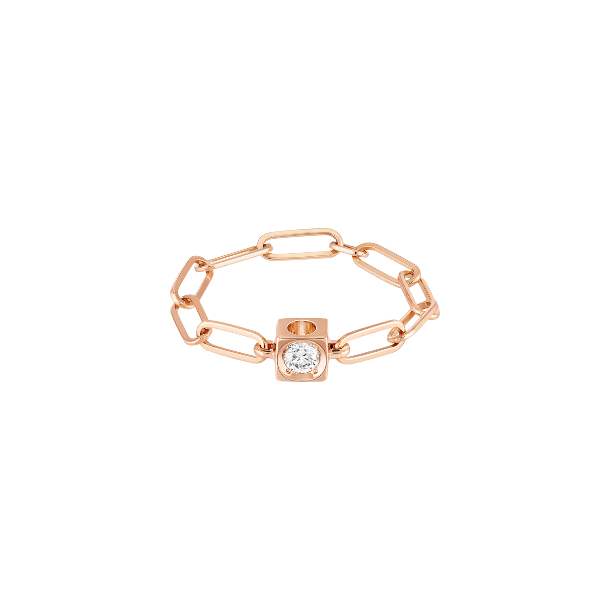 Bague chaîne Le Cube Diamant or rose et diamant Menottes dinh van Référence :  208425 -1