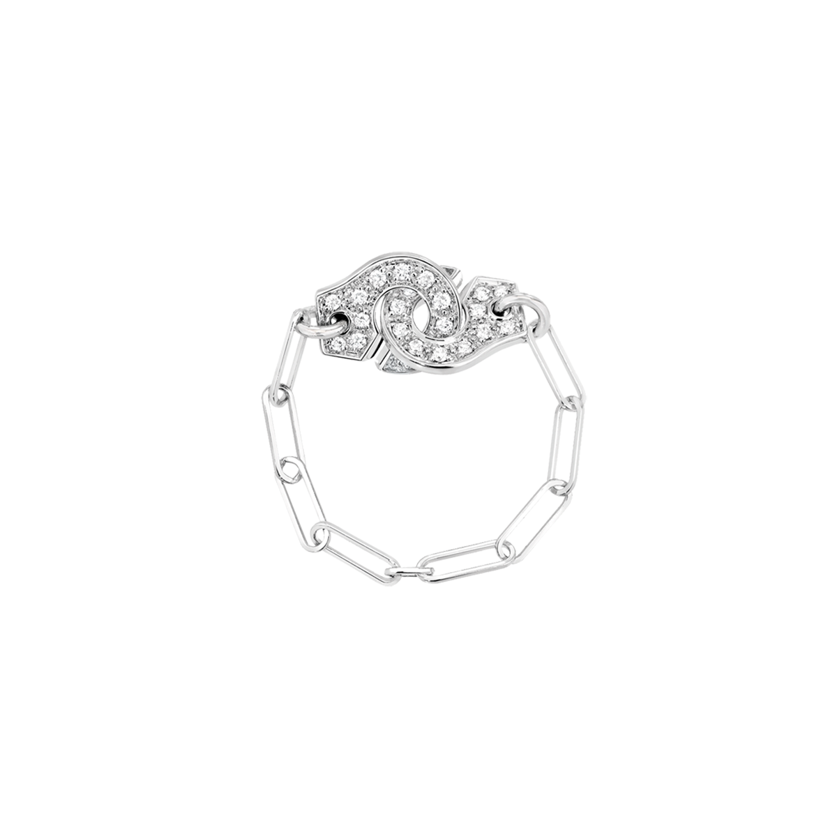 Bague chaîne Menottes dinh van R7 or blanc et diamants