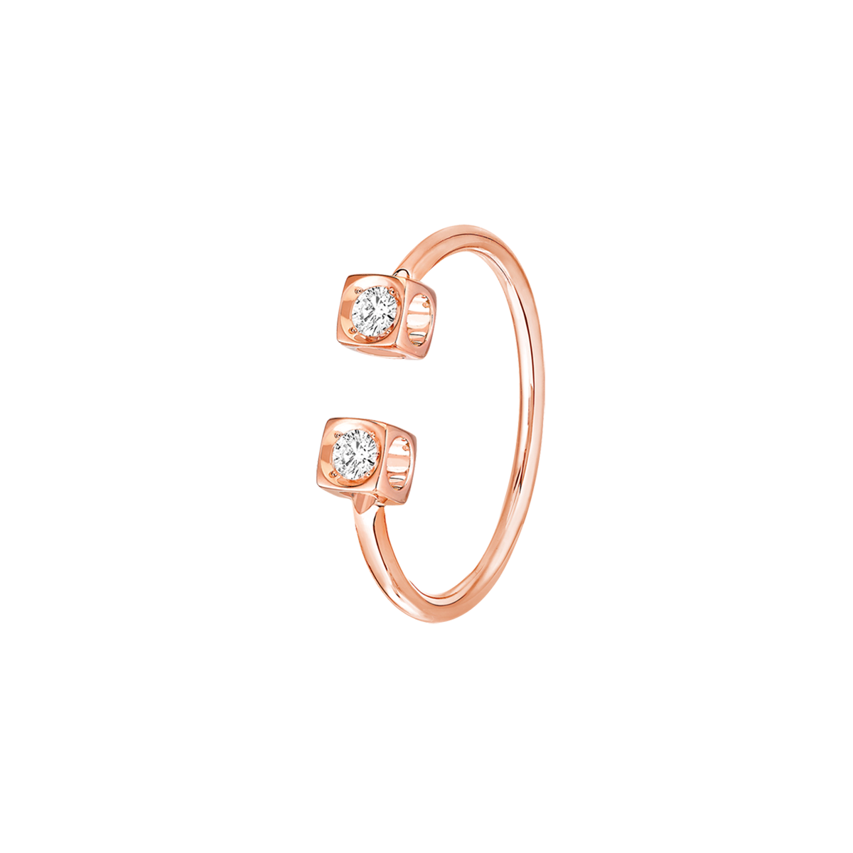 Bague Le Cube Diamant or rose et diamants