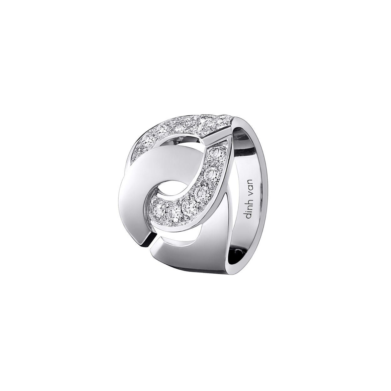 Bague Menottes dinh van R16 or blanc et diamants