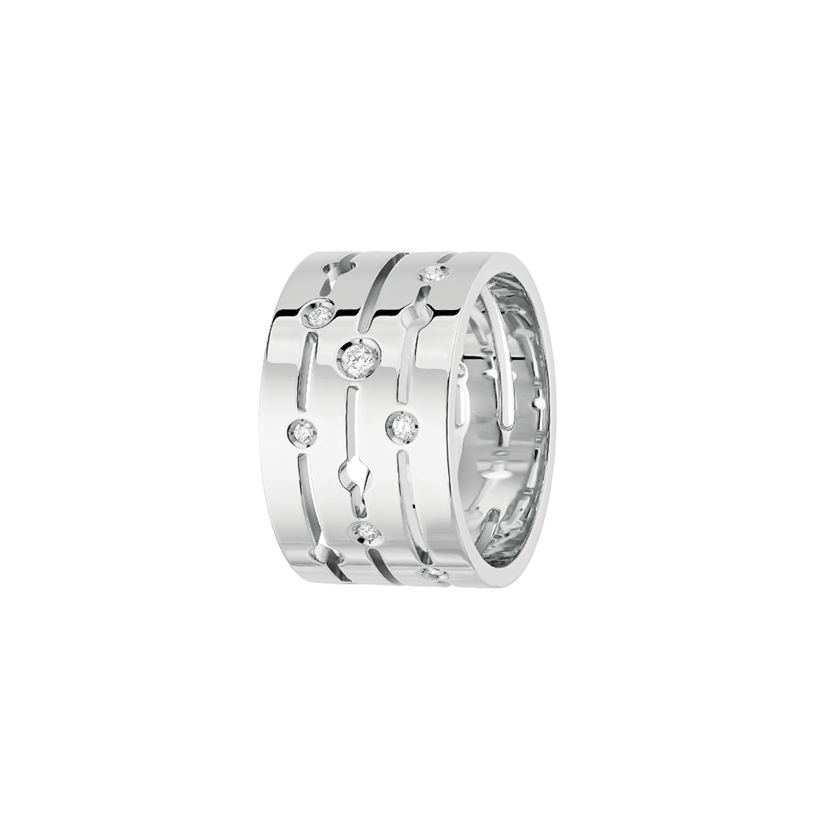 Bague Pulse grand modèle or blanc et diamants