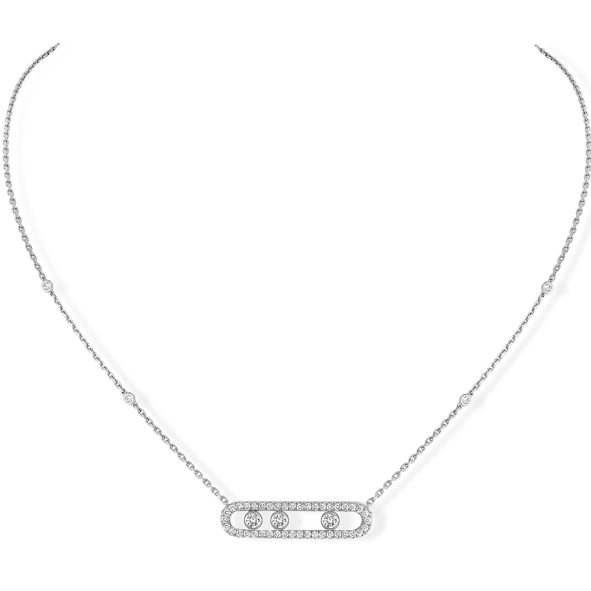 Collier Diamant Or Blanc Move Classique Référence :  03994-WG -1