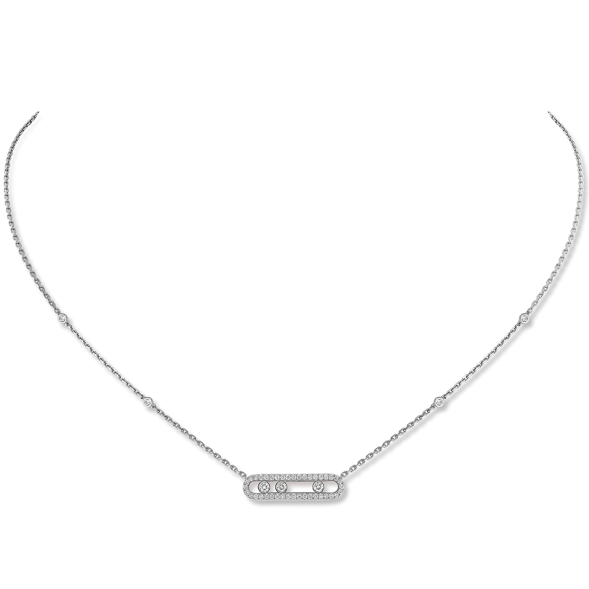 Collier Diamant Or Blanc Move Classique Référence :  04322-WG -1