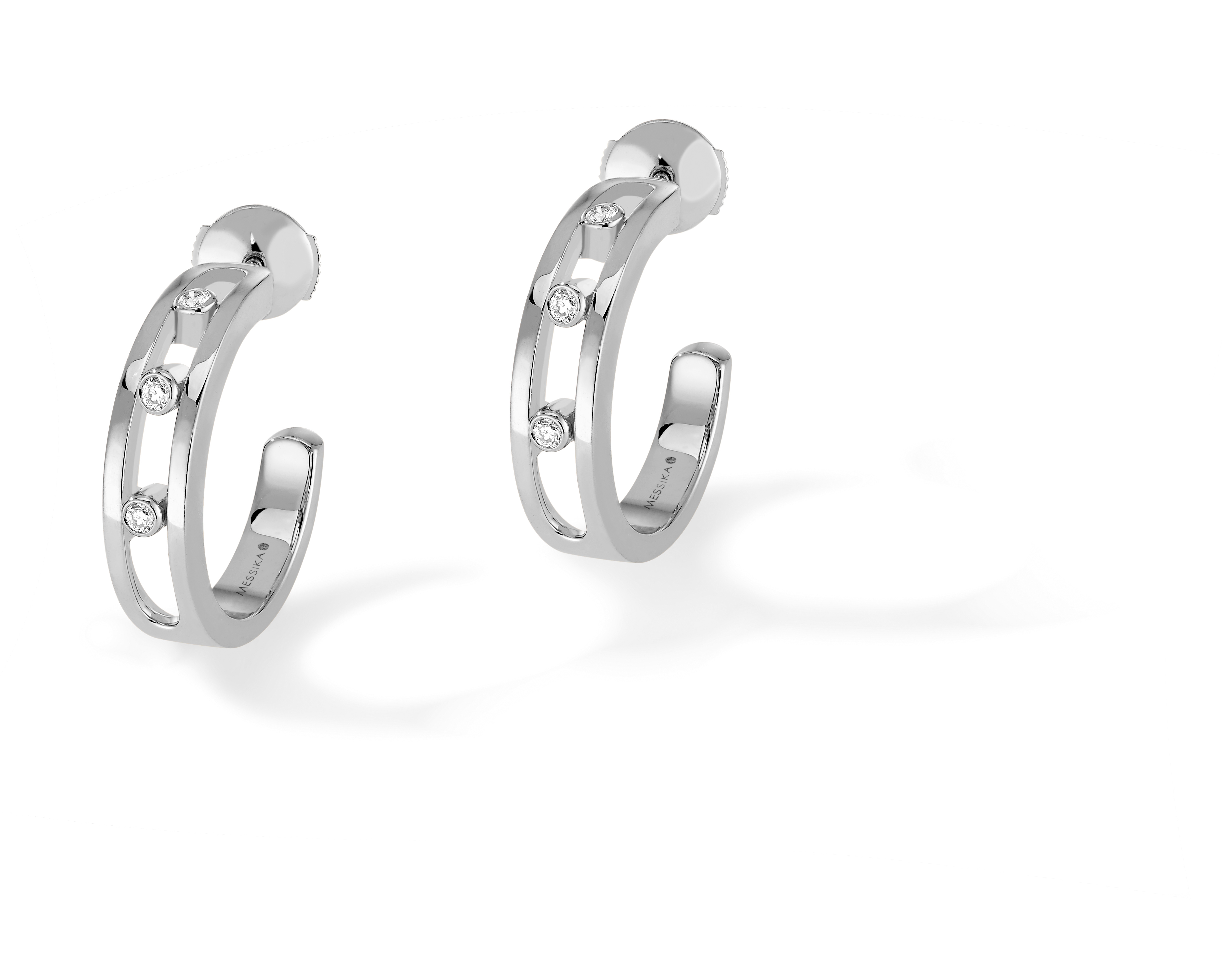 Boucles d'oreilles Diamant Or Blanc Move Classique Référence :  04407-WG -1