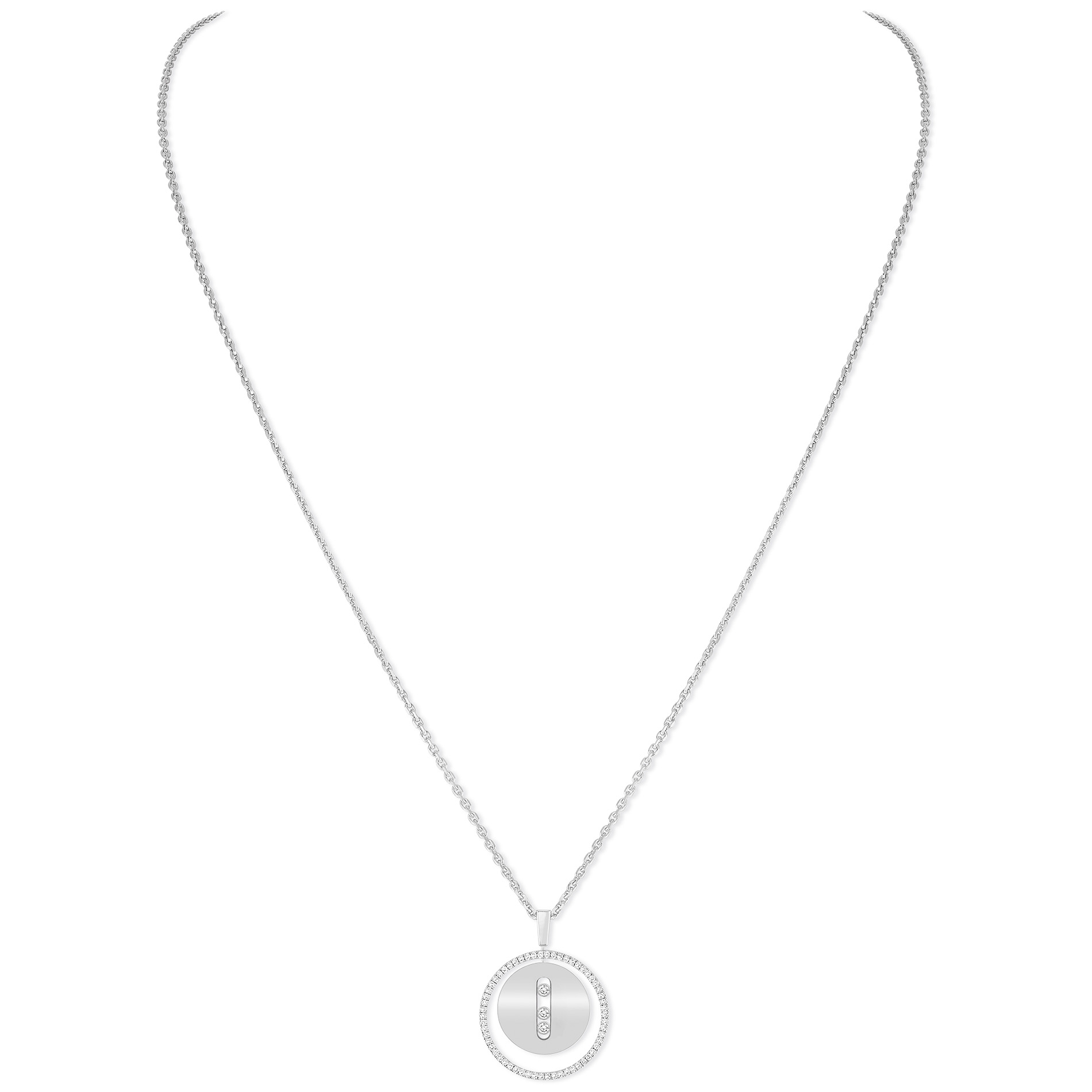 Collier Diamant Or Blanc Lucky Move Référence :  07394-WG -1