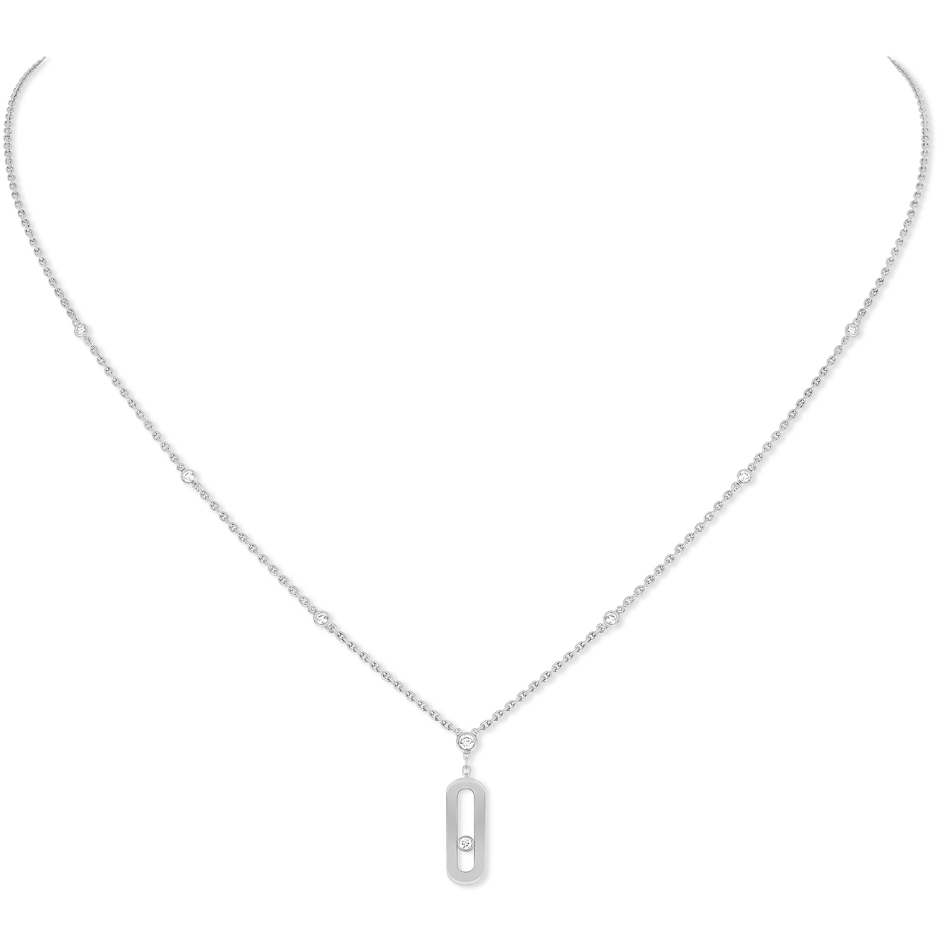 Collier Diamant Or Blanc Move Classique Référence :  10111-WG -1