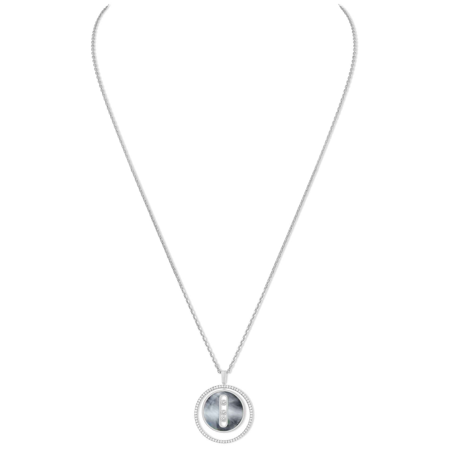 Collier Diamant Or Blanc Lucky Move Référence :  10837-WG -1