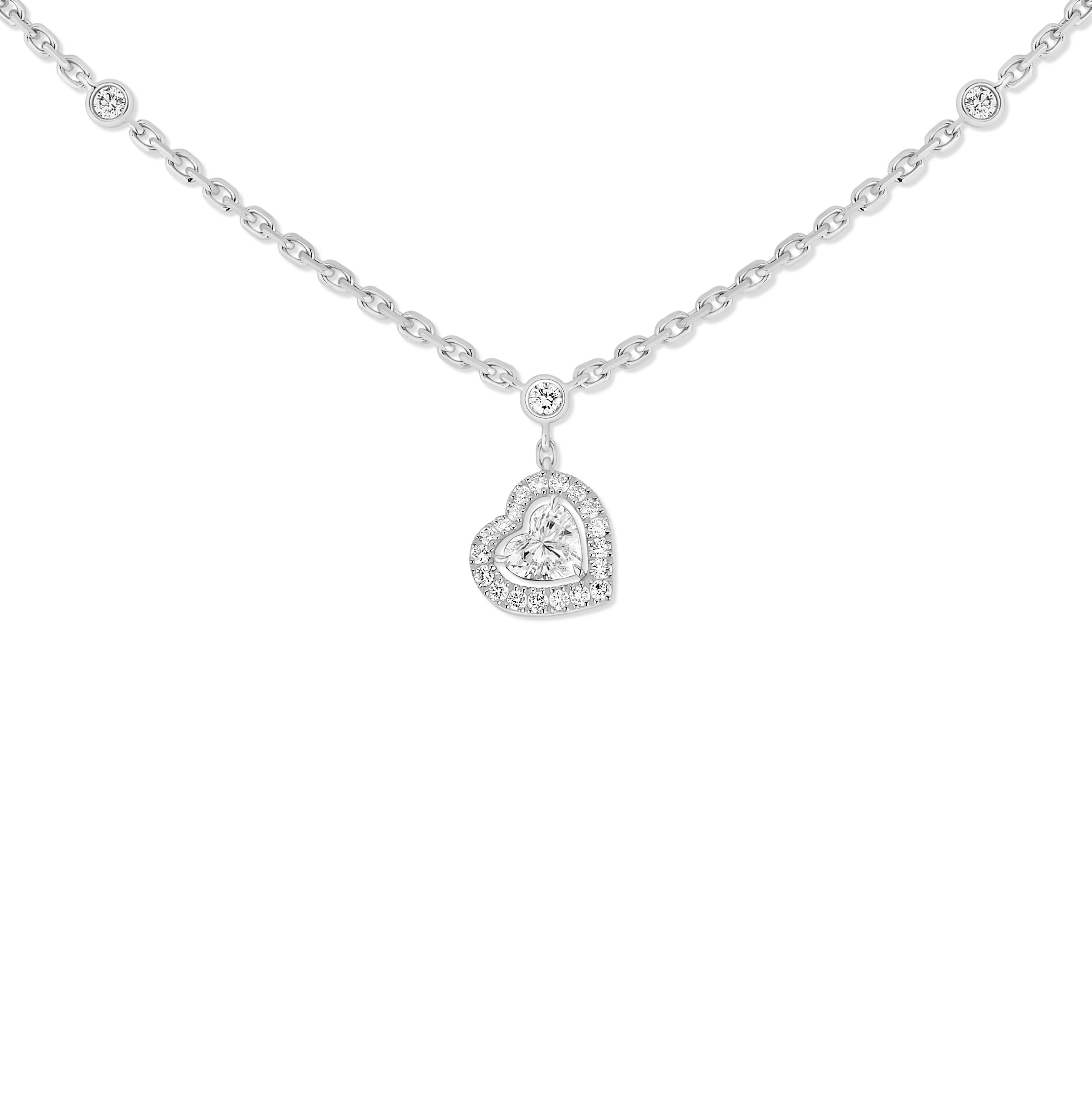 Collier Diamant Or Blanc Joy Cœur Référence :  11437-WG -1