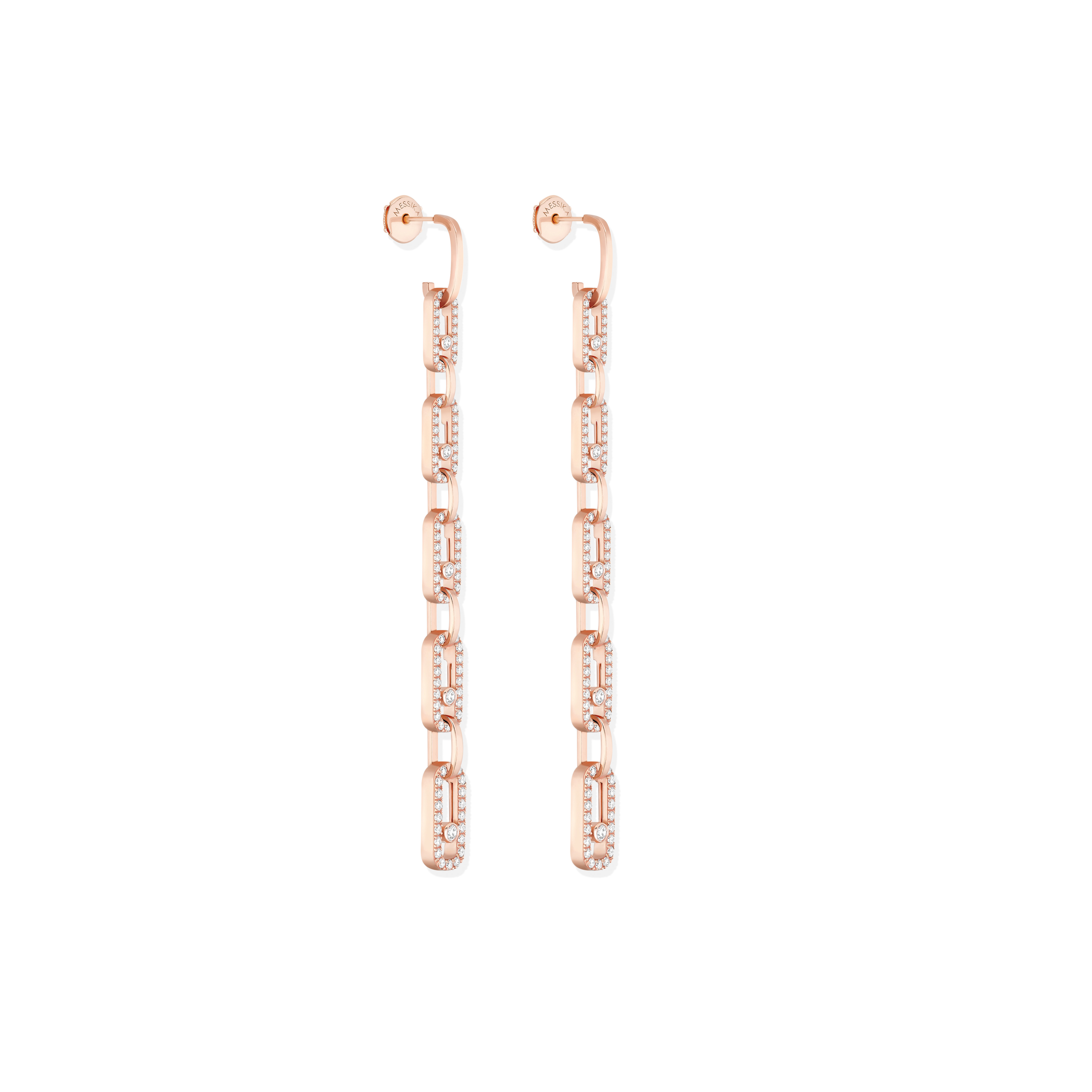 Boucles Pendantes Move Link Multi d'oreilles Diamant Or Rose