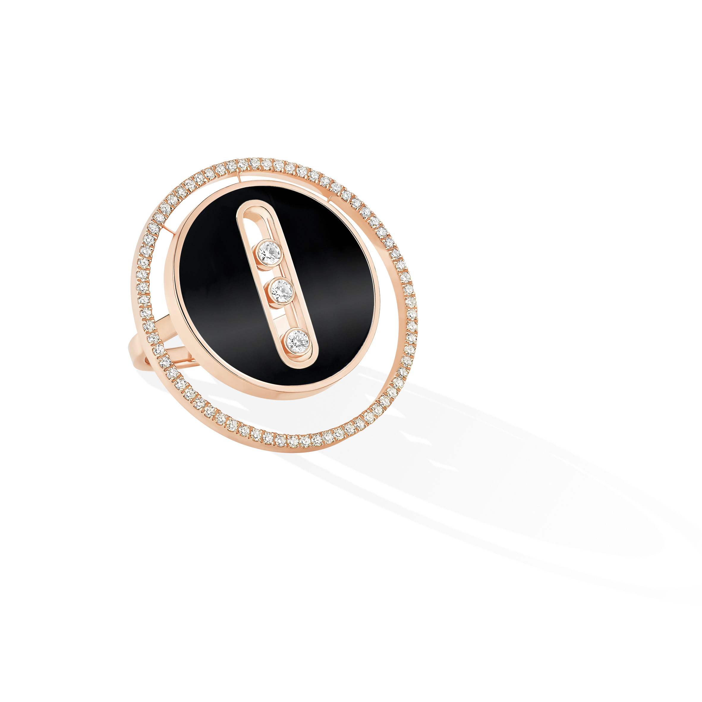 Bague Lucky Move GM Onyx Diamant Or Rose
